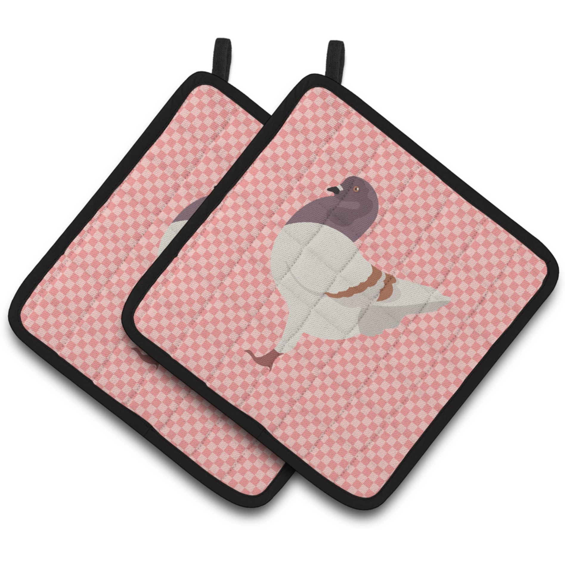 &quotCaroline's Treasures German Modena Pigeon Pink Check Decorated Pot Holder, 7.5"" x 7.5"""