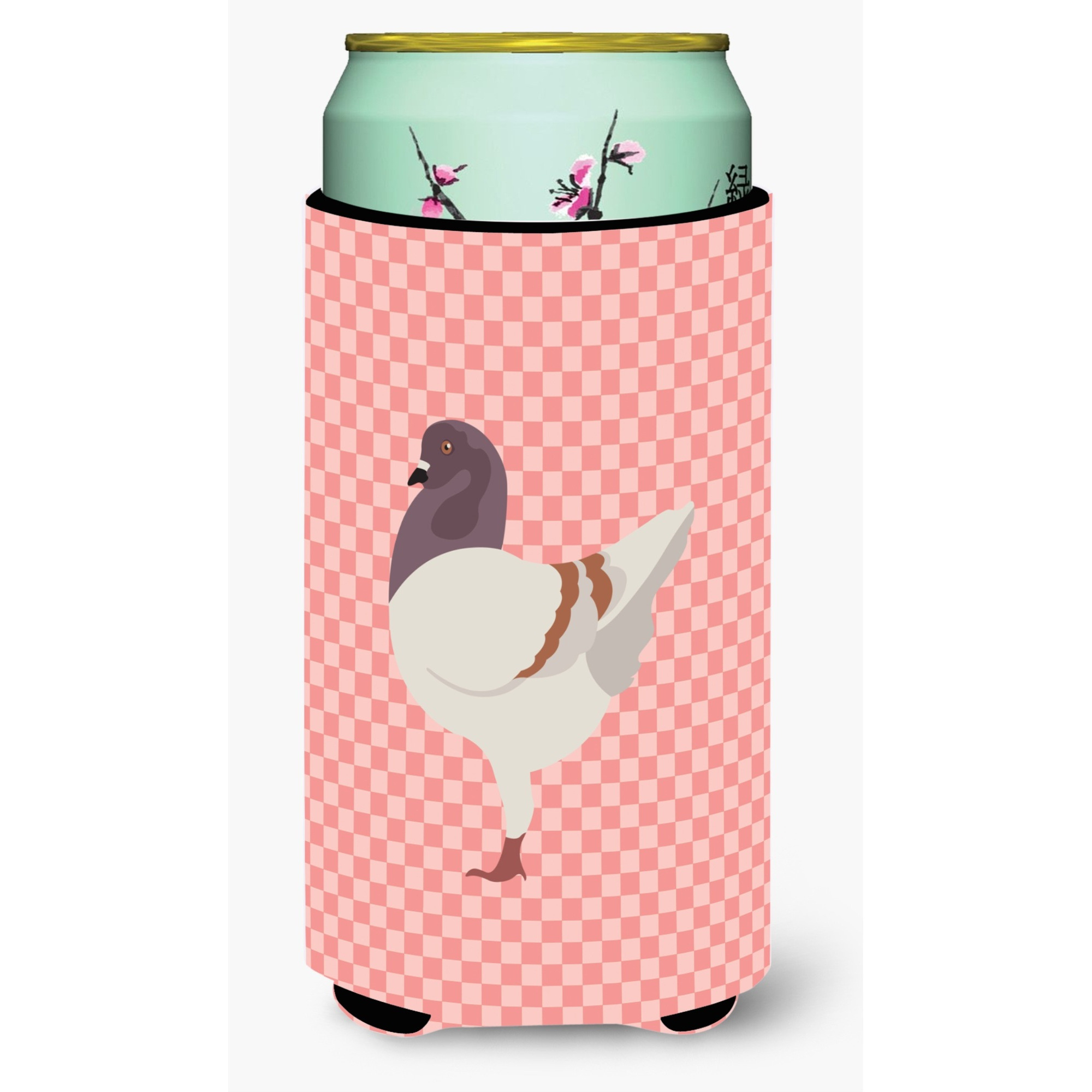&quotCaroline's Treasures German Modena Pigeon Pink Check Decorative Can Hugger, Tall Boy, Multicolor"
