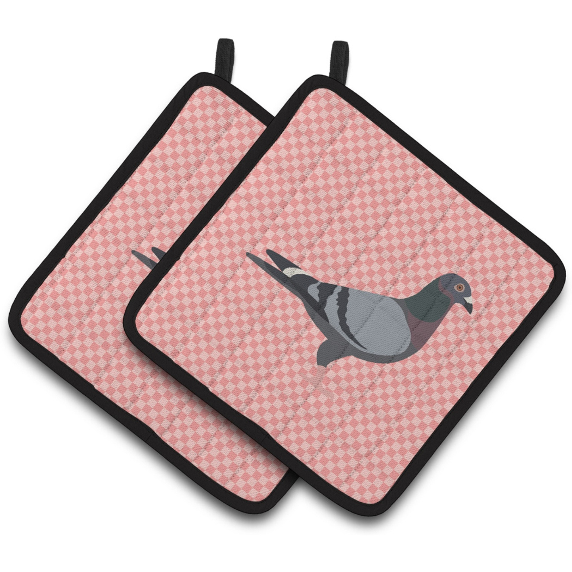 &quotCaroline's Treasures Racing Pigeon Pink Check Decorated Pot Holder, 7.5"" x 7.5"""