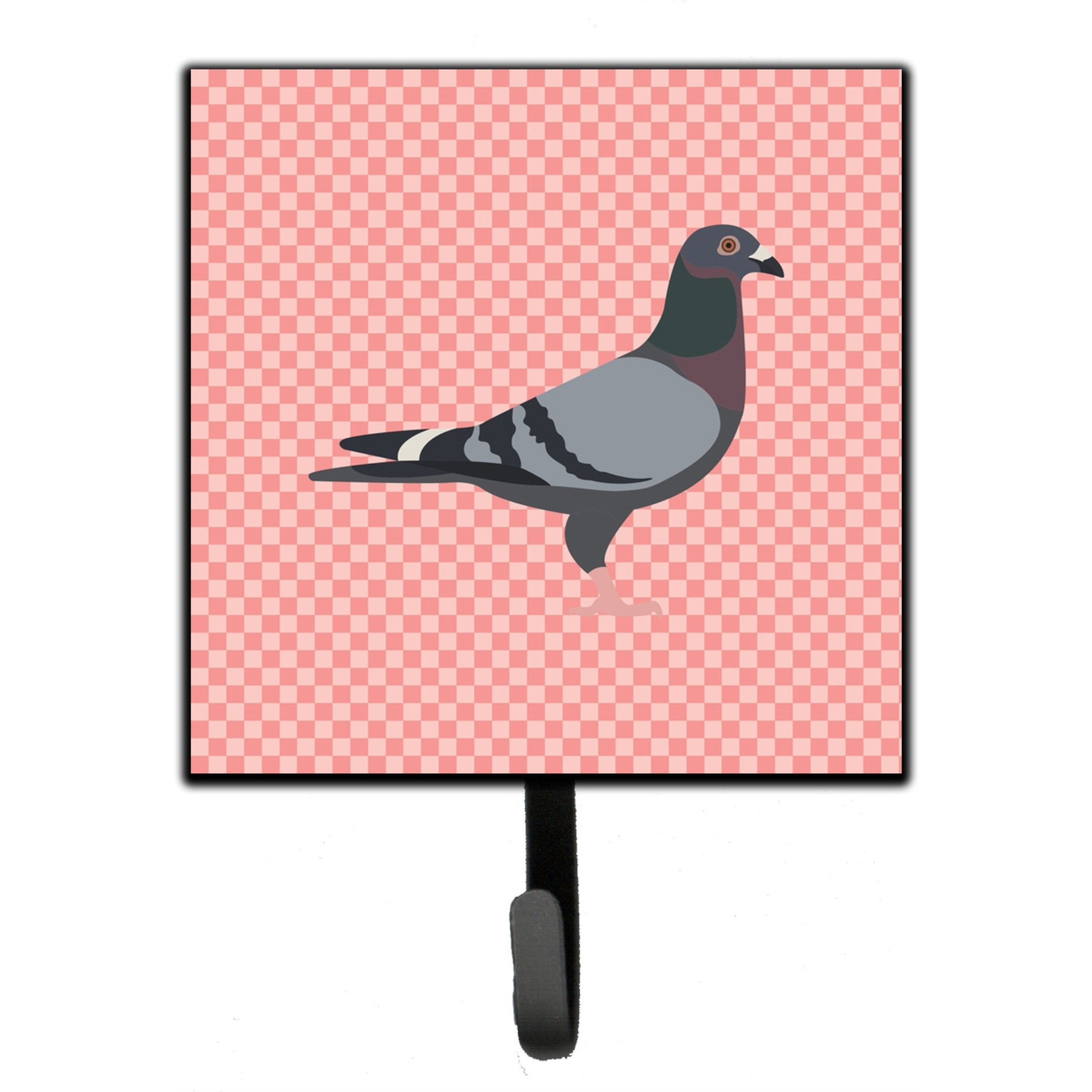 &quotCaroline's Treasures Racing Pigeon Pink Check Wall Hook, Small, Multicolor"