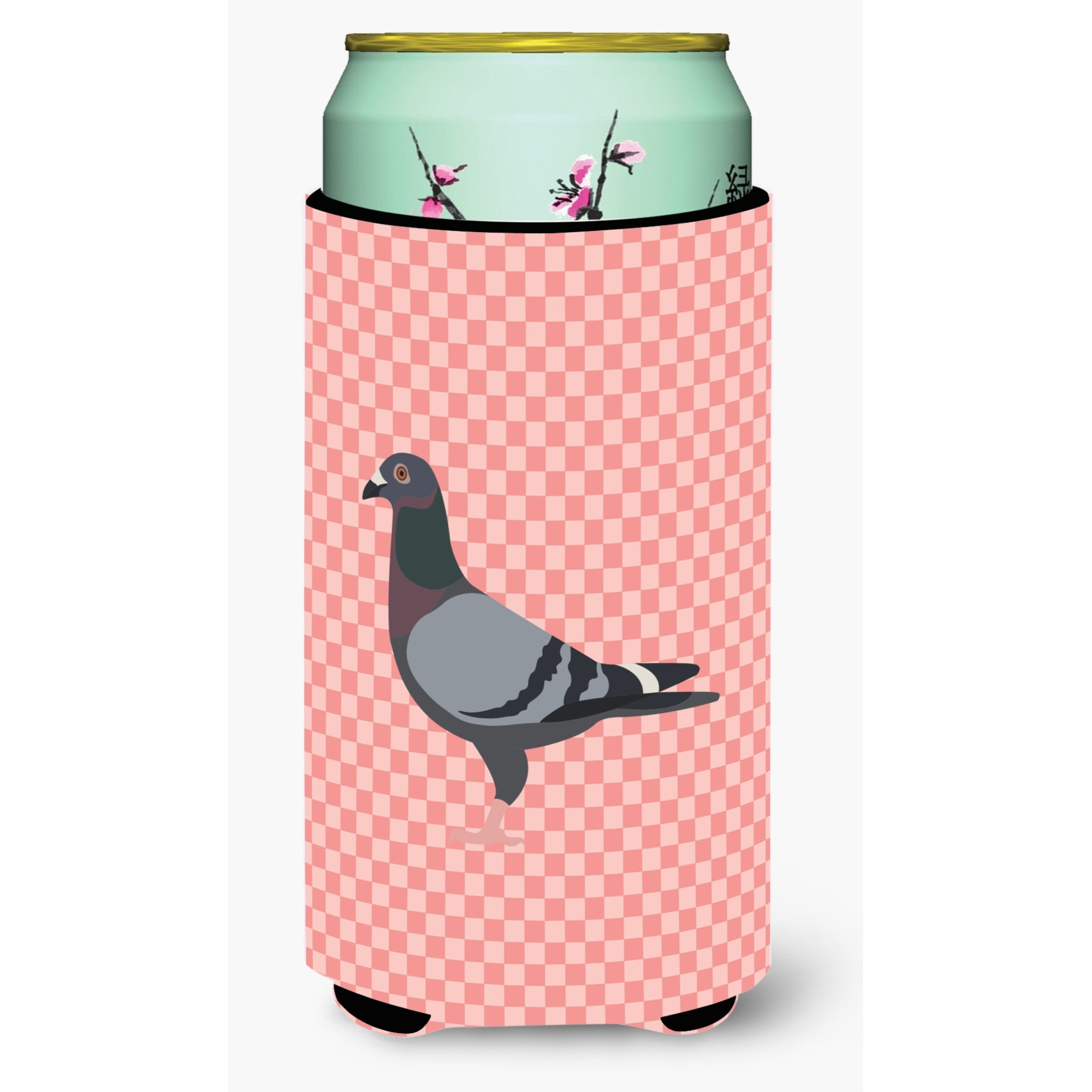 &quotCaroline's Treasures Racing Pigeon Pink Check Decorative Can Hugger, Tall Boy, Multicolor"