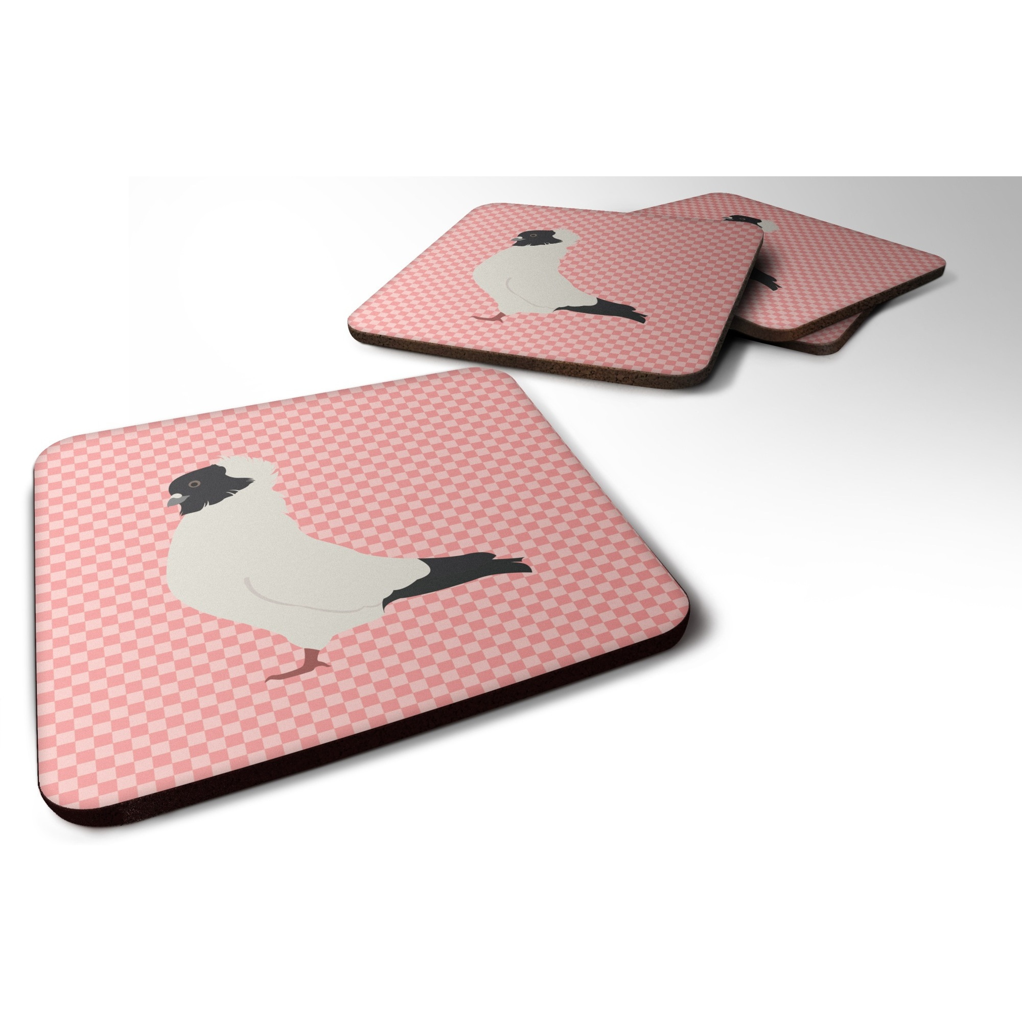 &quotCaroline's Treasures Nun Pigeon Pink Check Decorative coasters, 3.5, Multicolor"