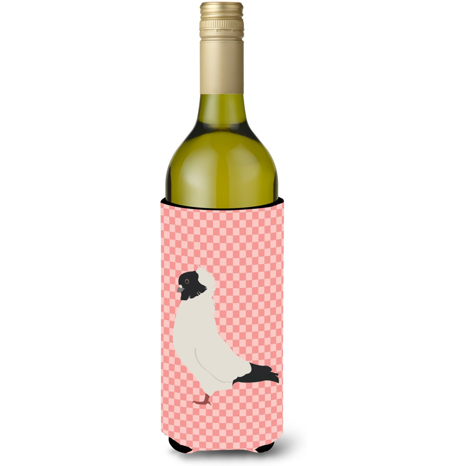 &quotCaroline's Treasures Nun Pigeon Pink Check Decorative Bottle Hugger, 750 ml, Multicolor"