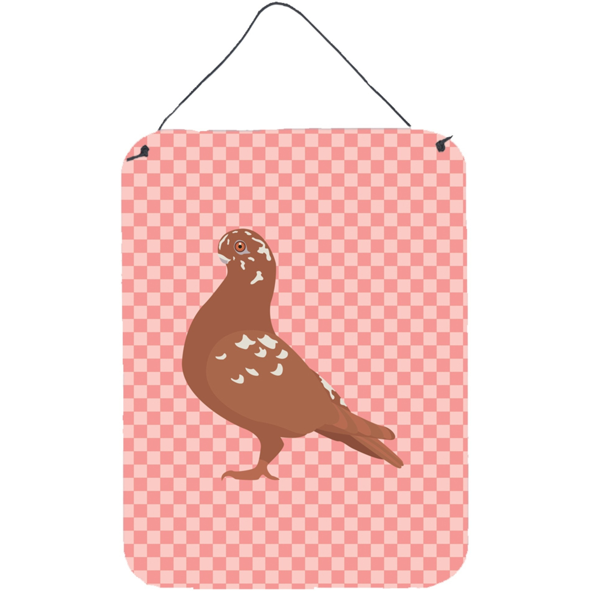 &quotCaroline's Treasures African Owl Pigeon Pink Check Metal Print, 16hx12w, Multicolor"