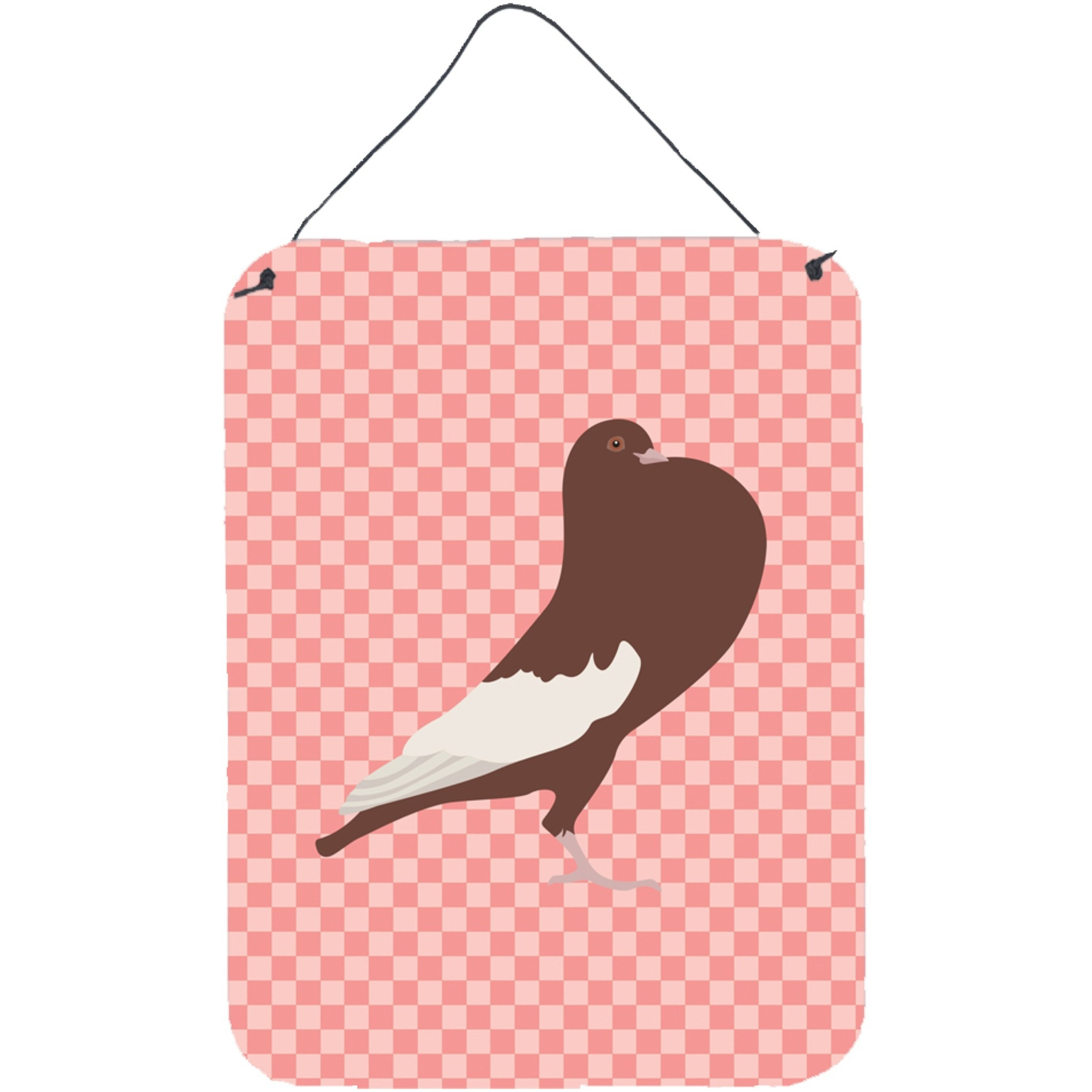 &quotCaroline's Treasures English Pouter Pigeon Pink Check Metal Print, 16hx12w, Multicolor"