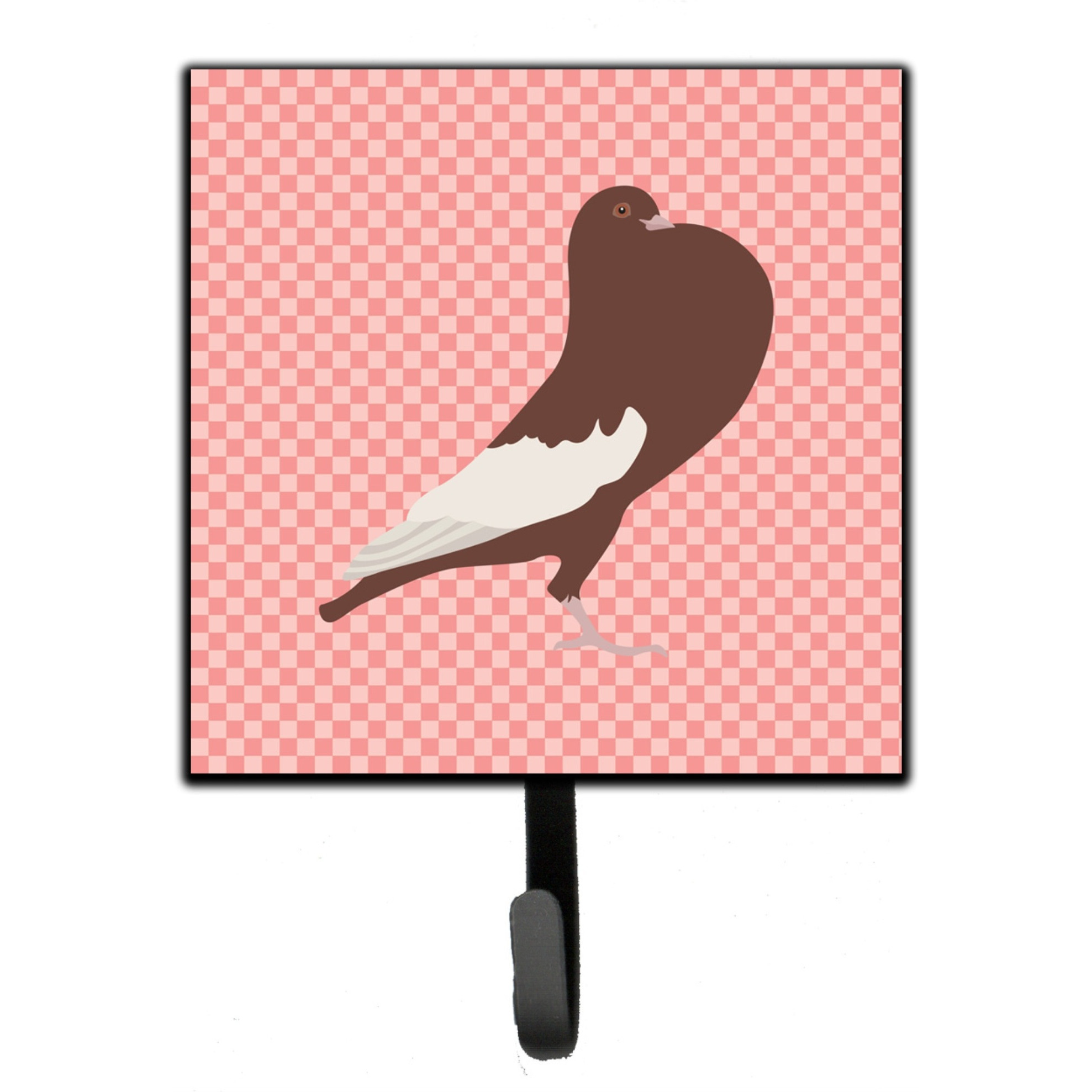 &quotCaroline's Treasures English Pouter Pigeon Pink Check Wall Hook, Small, Multicolor"