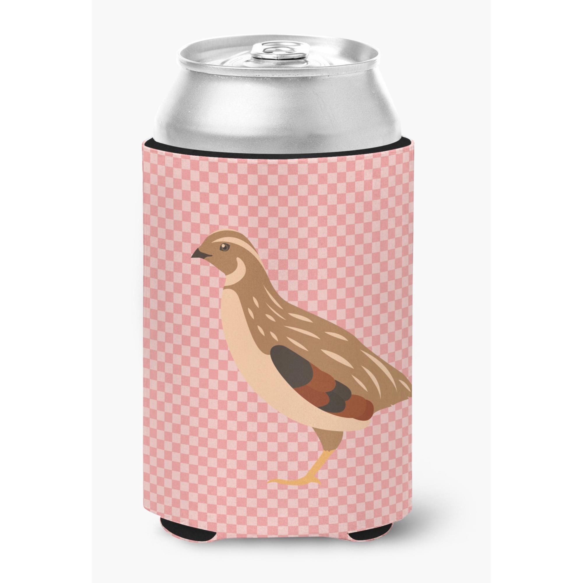 &quotCaroline's Treasures Golden Phoenix Quail Pink Check Decorative Can Hugger, Multicolor"