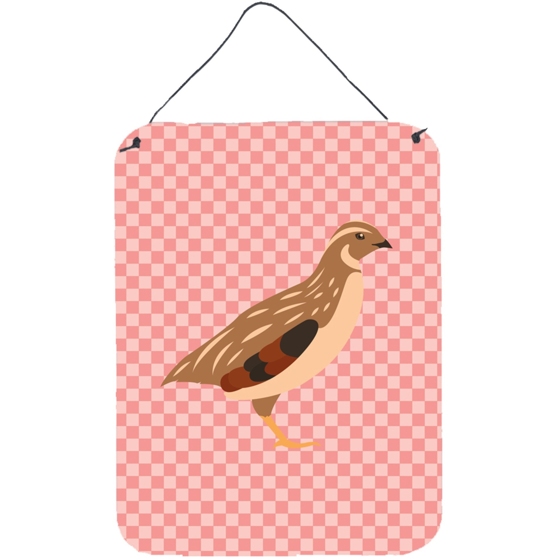 &quotCaroline's Treasures Golden Phoenix Quail Pink Check Metal Print, 16hx12w, Multicolor"