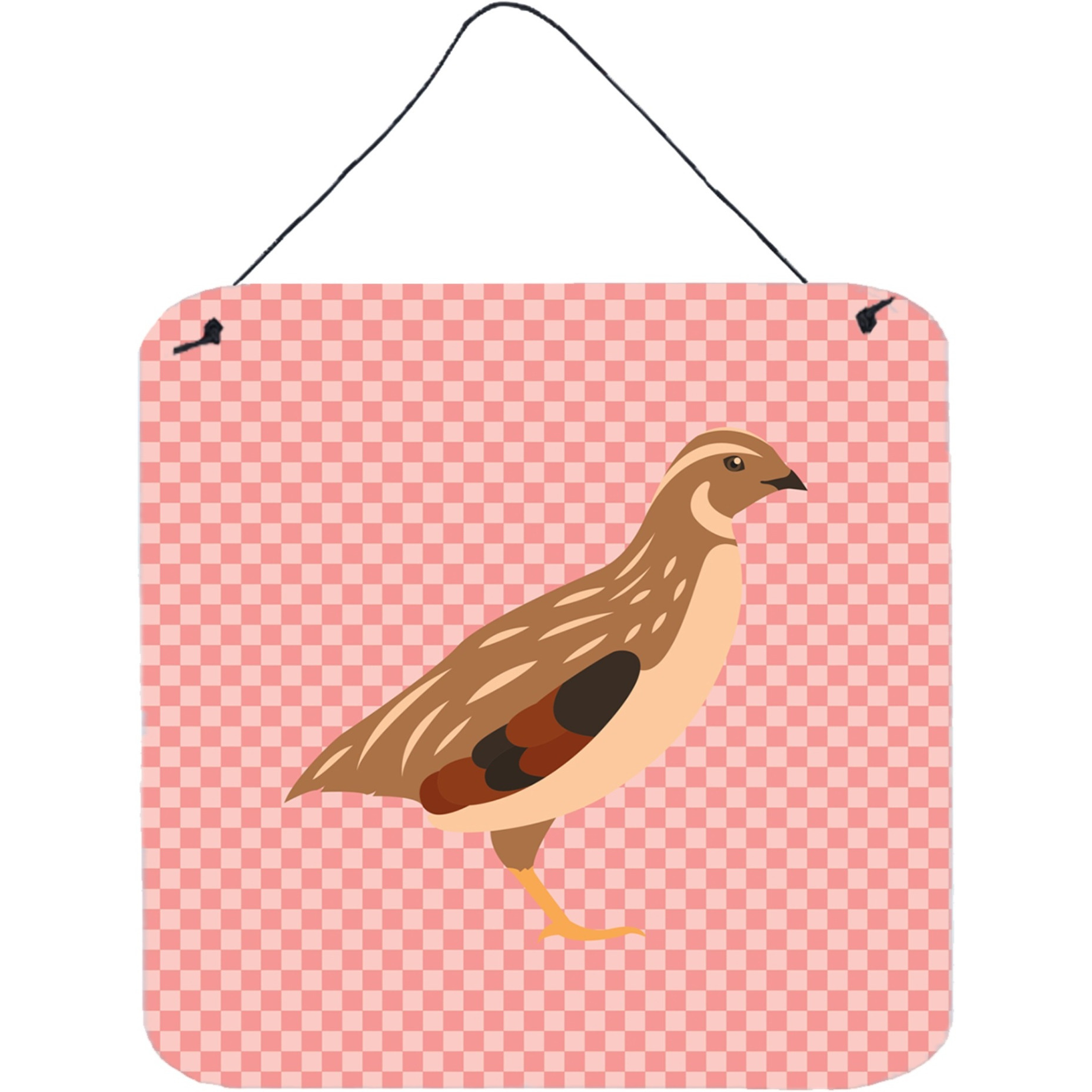 &quotCaroline's Treasures Pink Golden Phoenix Quail Check Metal Print, 6"" H x 6"" W"