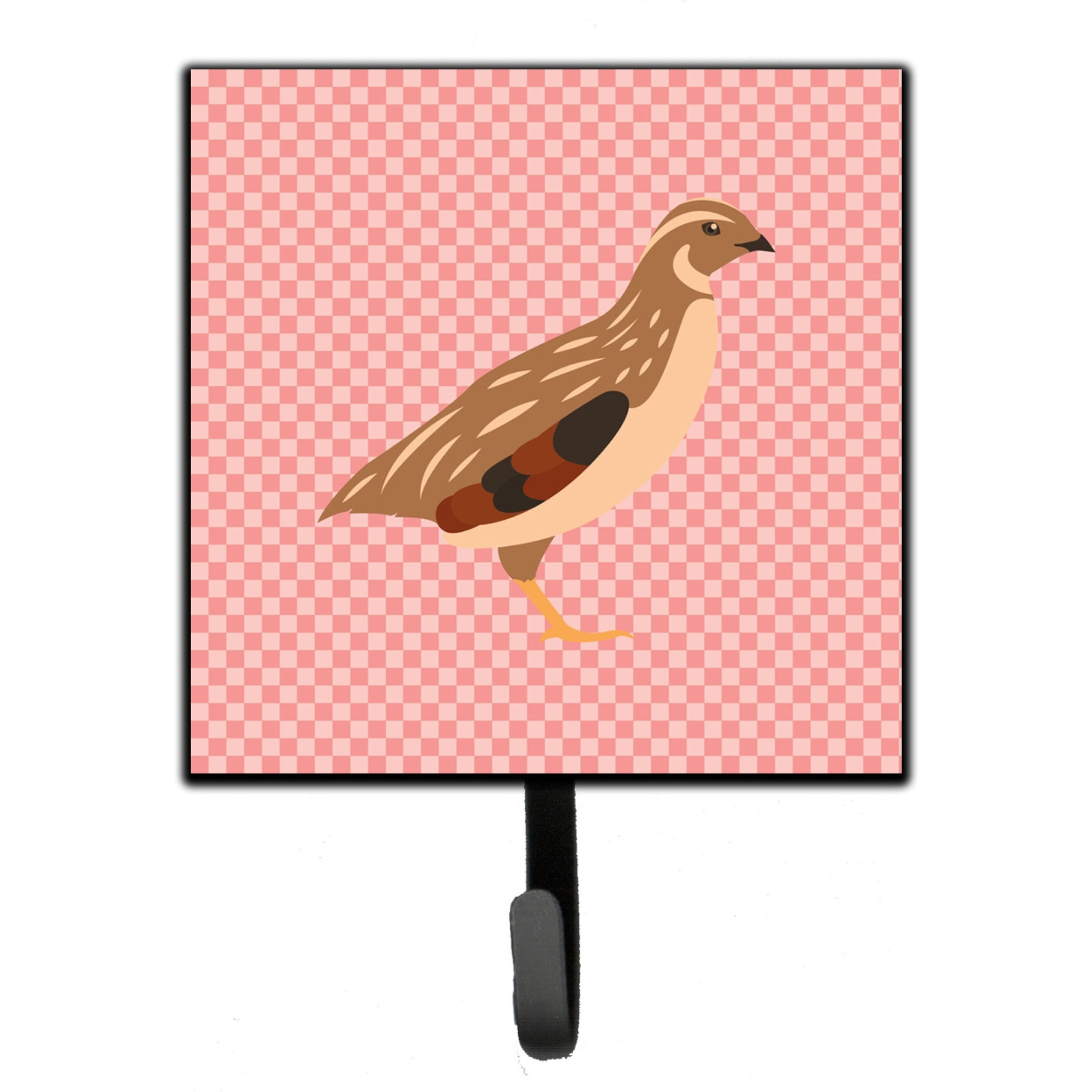 &quotCaroline's Treasures Golden Phoenix Quail Pink Check Wall Hook, Small, Multicolor"