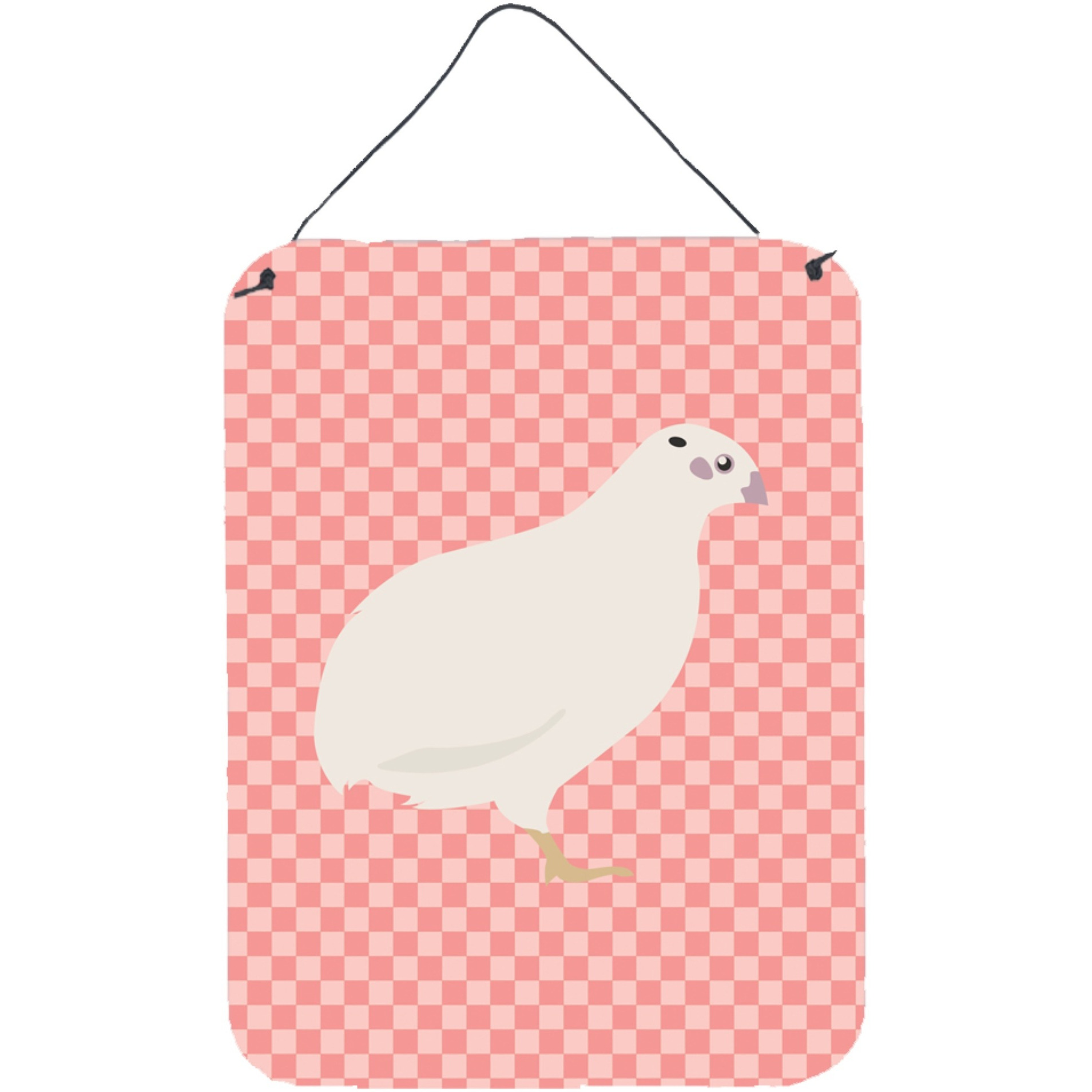 &quotCaroline's Treasures Texas Quail Pink Check Metal Print, 16hx12w, Multicolor"