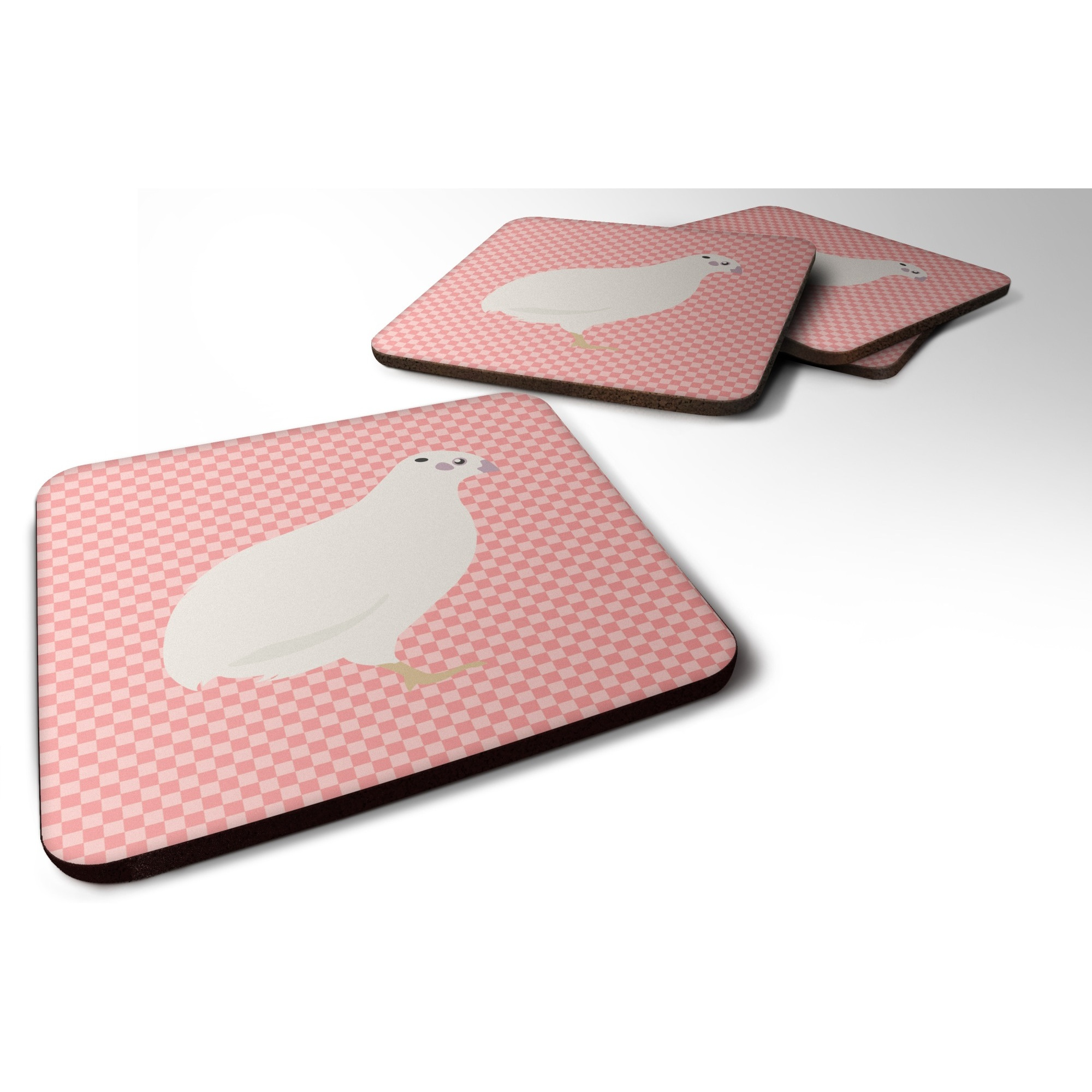 &quotCaroline's Treasures Texas Quail Pink Check Decorative coasters, 3.5, Multicolor"
