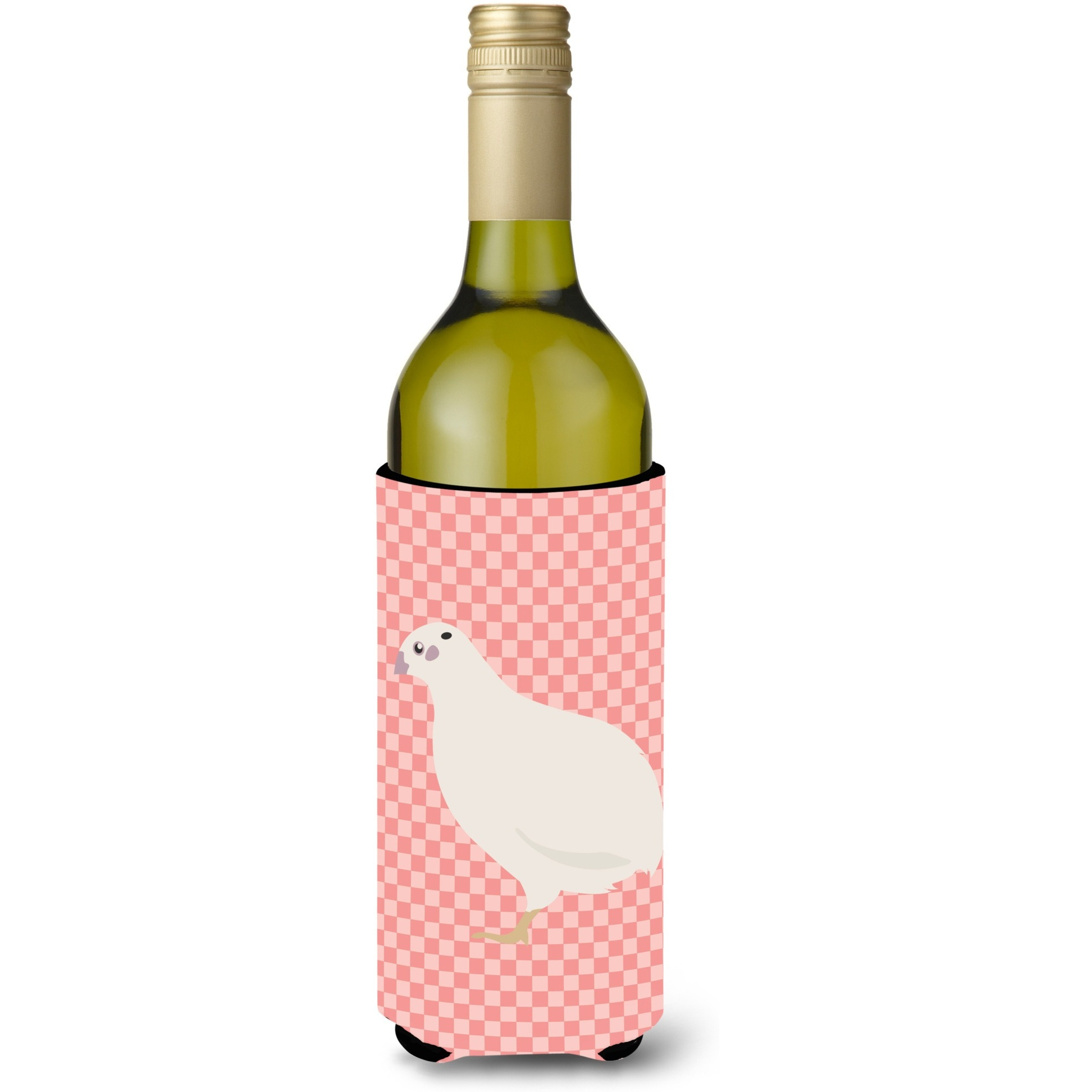 &quotCaroline's Treasures Texas Quail Pink Check Decorative Bottle Hugger, 750 ml, Multicolor"