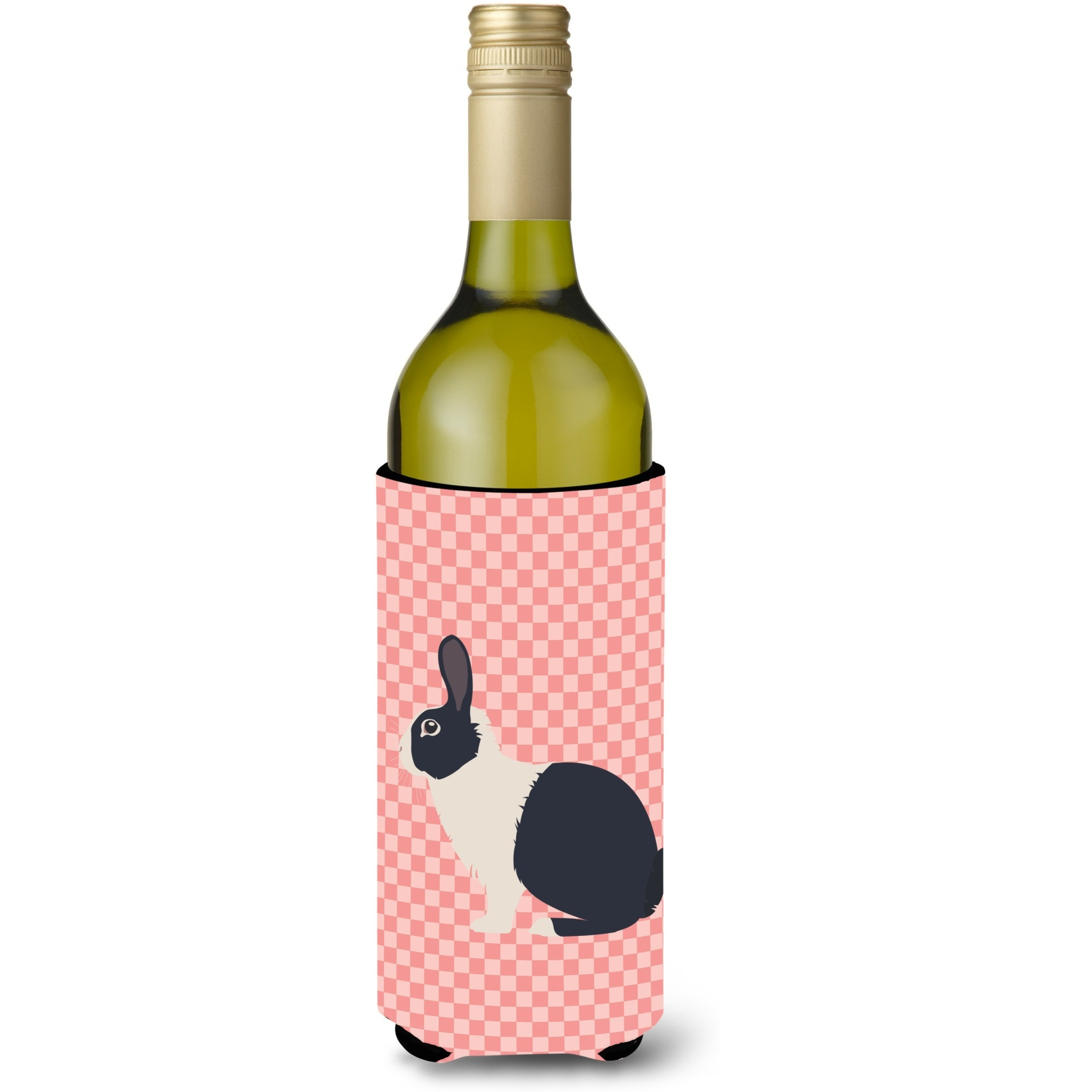 &quotCaroline's Treasures Dutch Rabbit Pink Check Decorative Bottle Hugger, 750 ml, Multicolor"