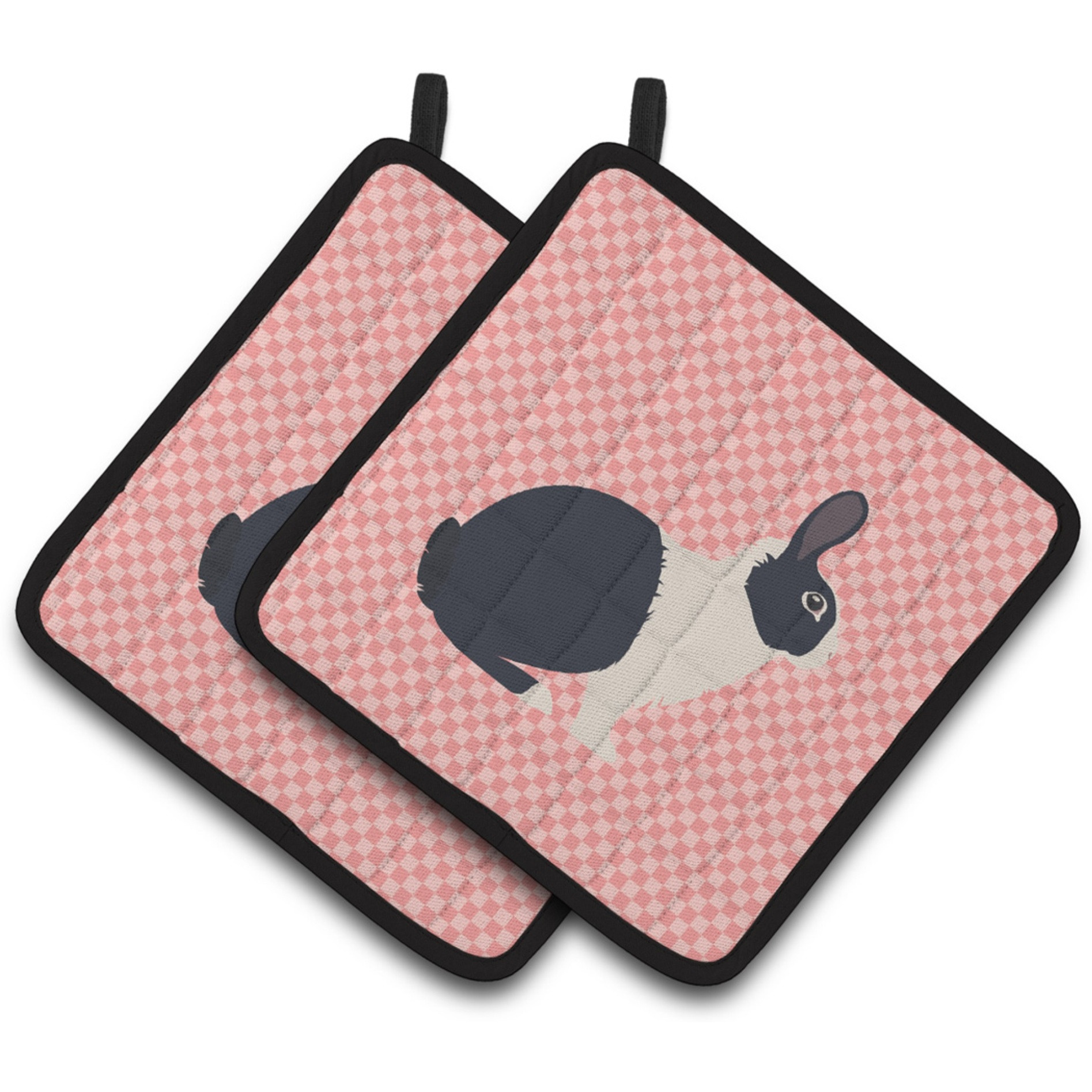 &quotCaroline's Treasures Dutch Rabbit Pink Check Decorated Pot Holder, 7.5"" x 7.5"""