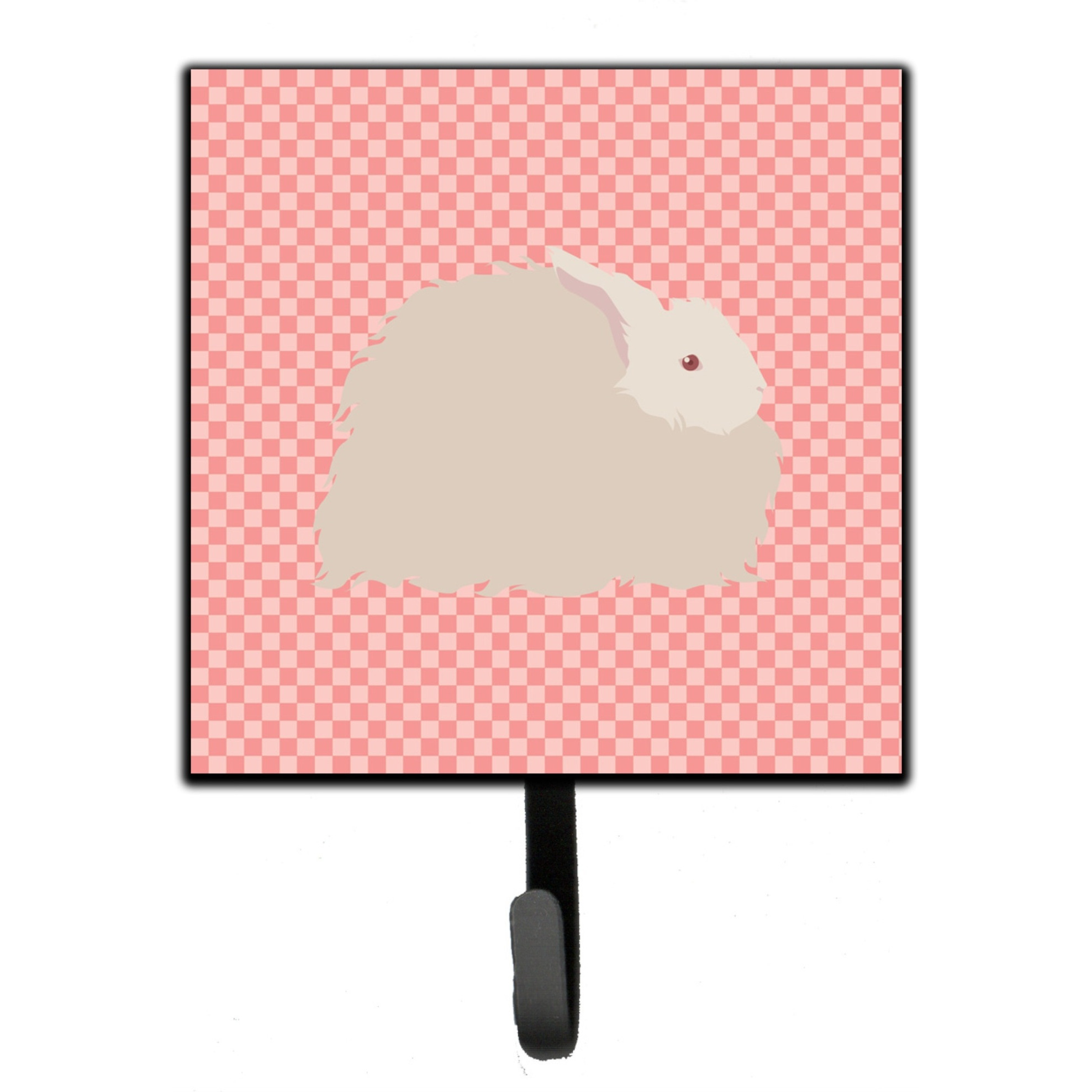 &quotCaroline's Treasures Fluffy Angora Rabbit Pink Check Wall Hook, Small, Multicolor"