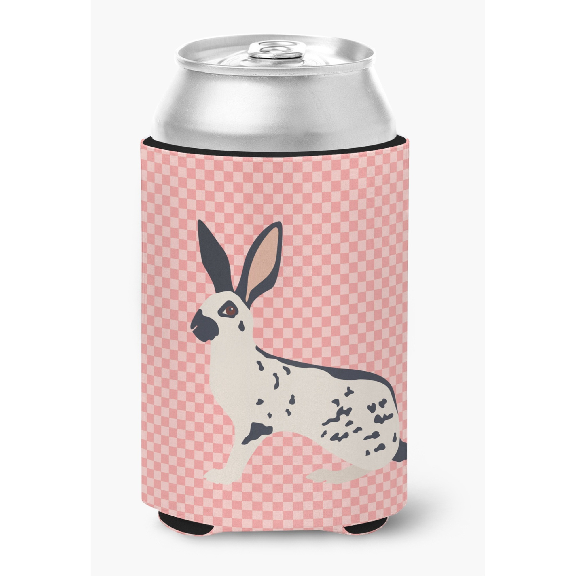 &quotCaroline's Treasures English Spot Rabbit Pink Check Decorative Can Hugger, Multicolor"