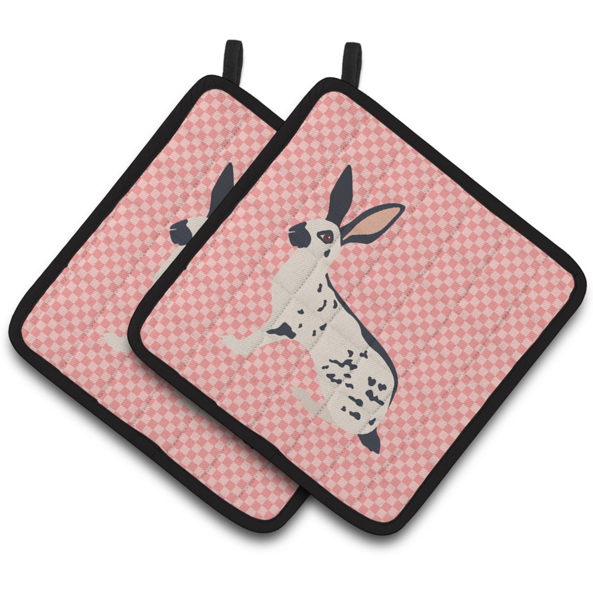 &quotCaroline's Treasures English Spot Rabbit Pink Check Decorated Pot Holder, 7.5"" x 7.5"""