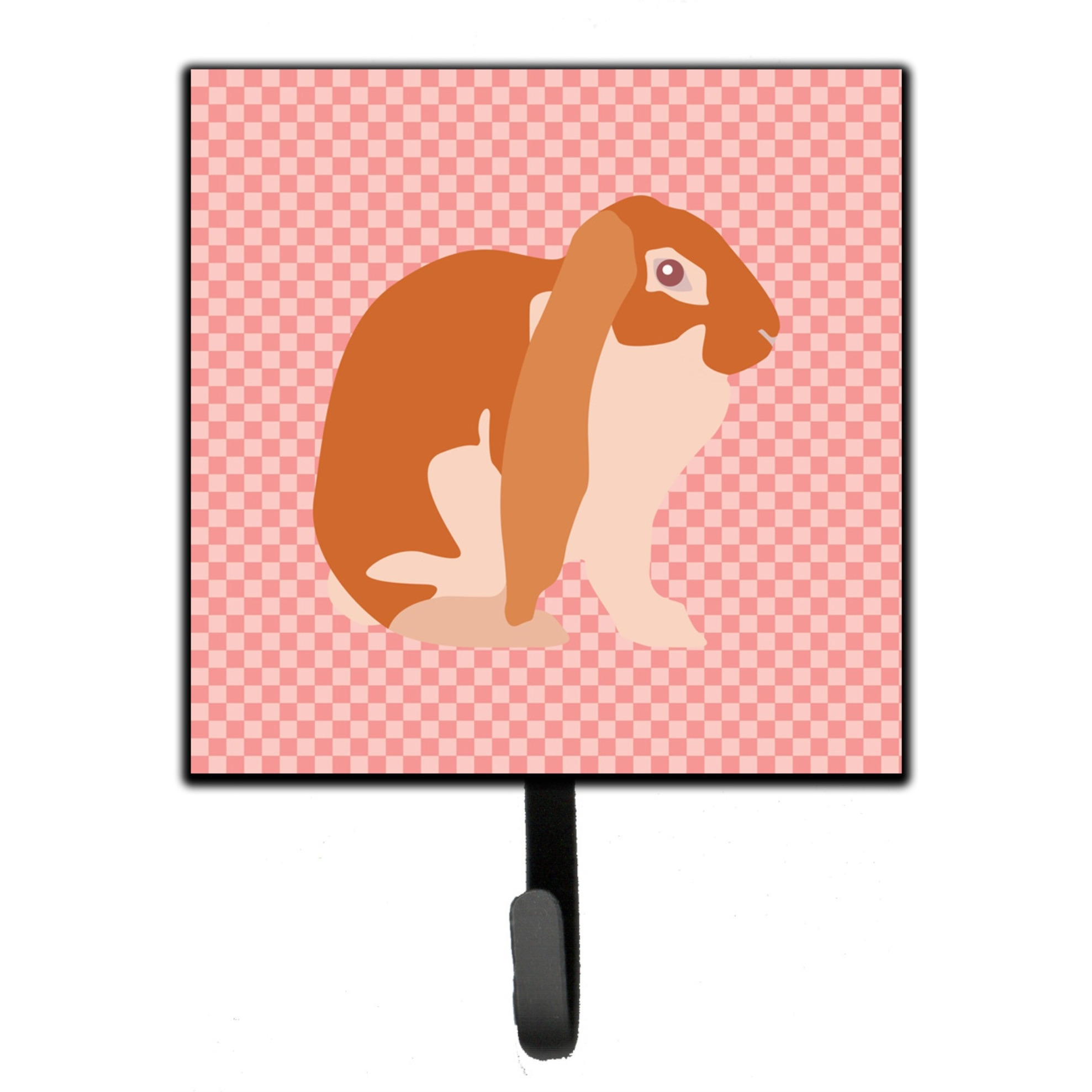 &quotCaroline's Treasures English Lop Rabbit Pink Check Wall Hook, Small, Multicolor"