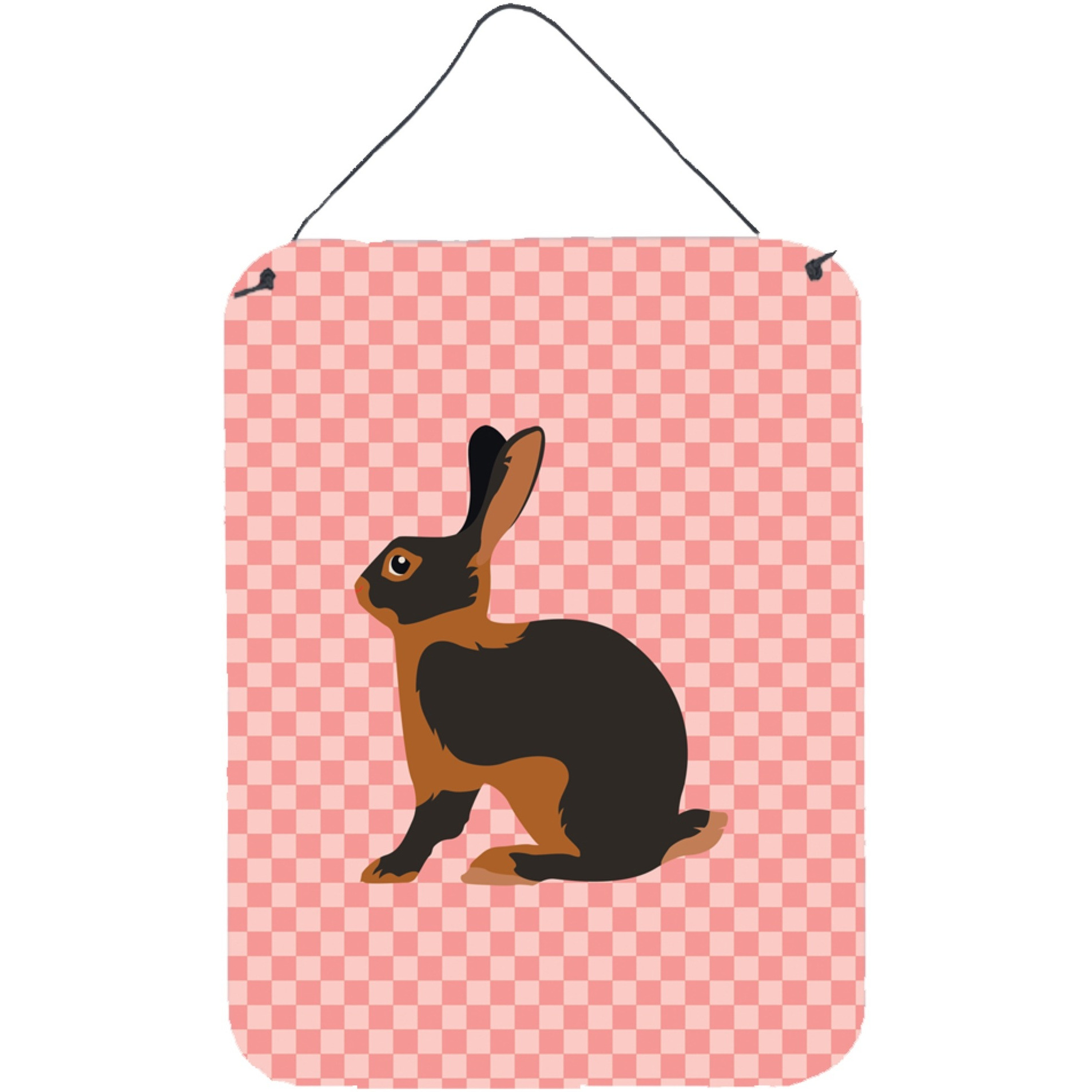 &quotCaroline's Treasures Tan Rabbit Pink Check Metal Print, 16hx12w, Multicolor"