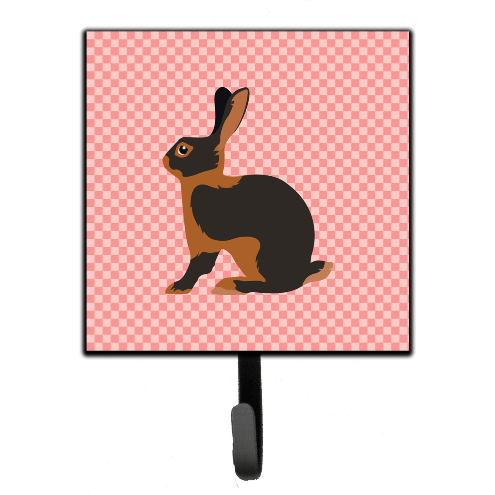 &quotCaroline's Treasures Tan Rabbit Pink Check Wall Hook, Small, Multicolor"