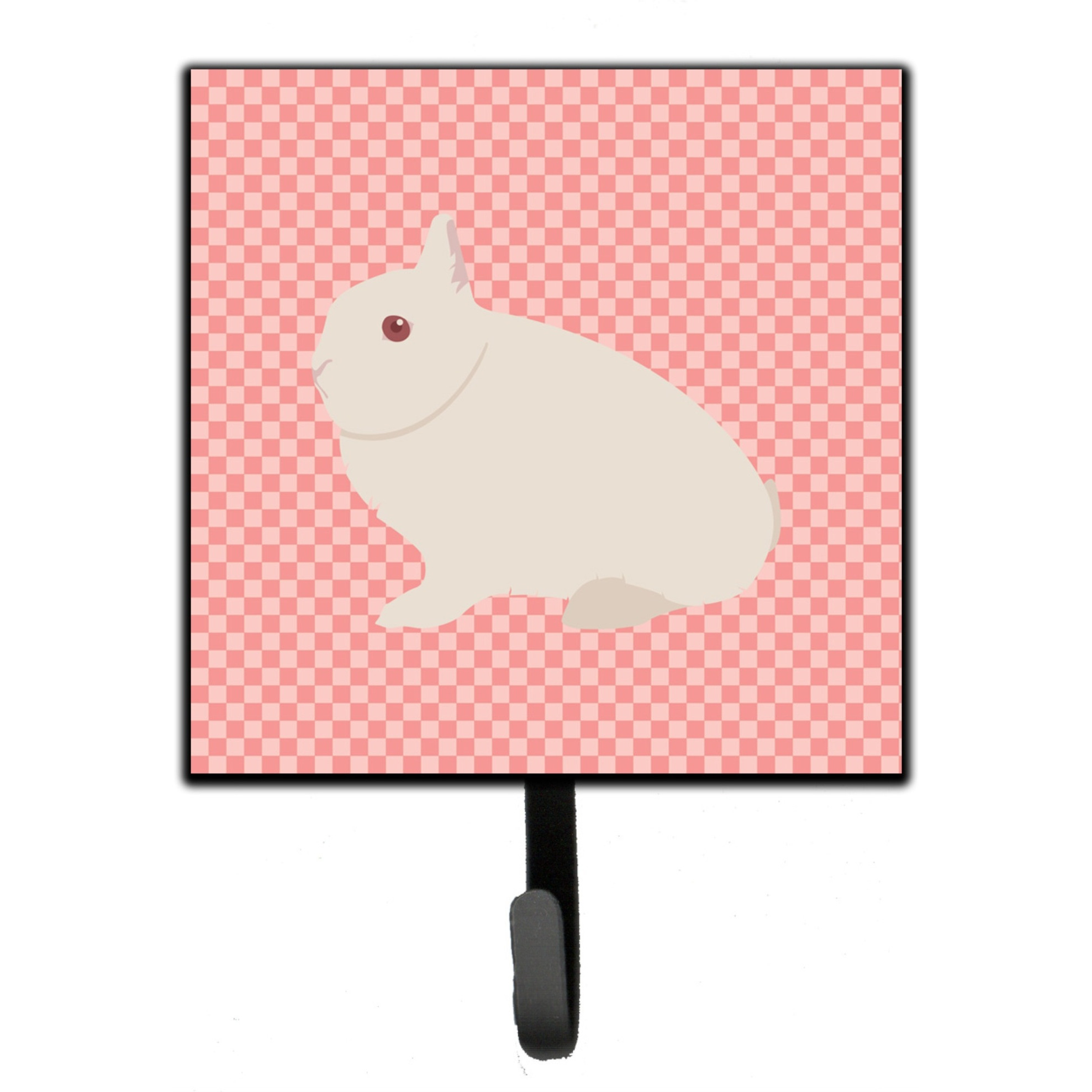 &quotCaroline's Treasures Hermelin Rabbit Pink Check Wall Hook, Small, Multicolor"
