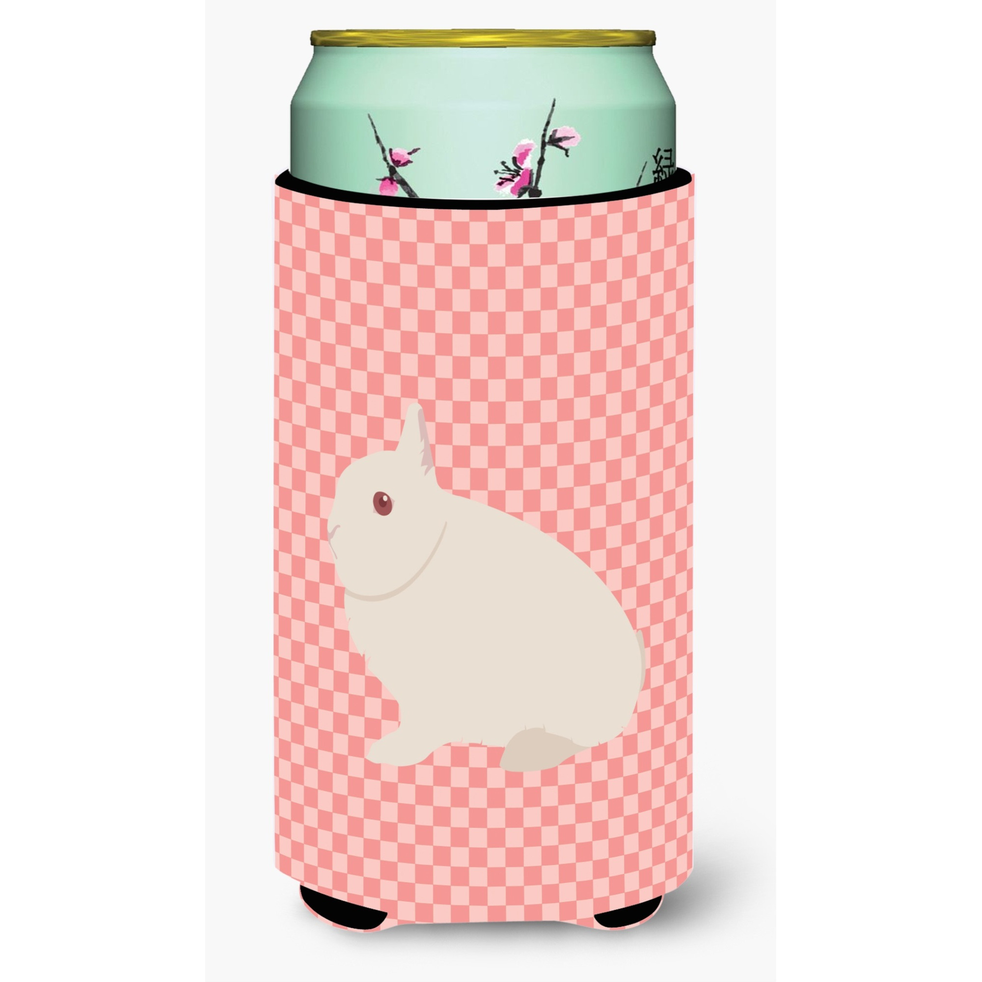 &quotCaroline's Treasures Hermelin Rabbit Pink Check Decorative Can Hugger, Tall Boy, Multicolor"