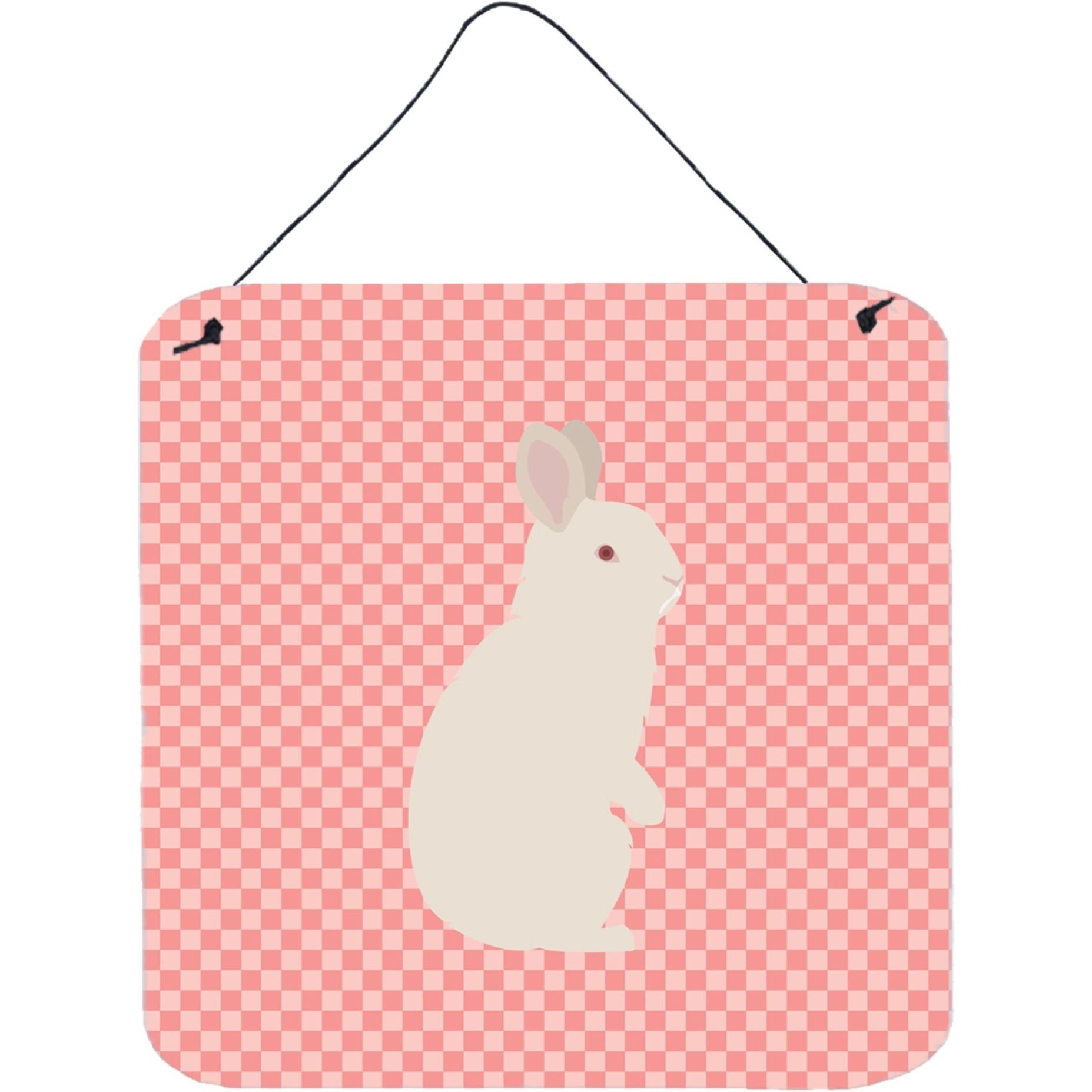 &quotCaroline's Treasures Pink New Zealand White Rabbit Check Metal Print, 6"" H x 6"" W"