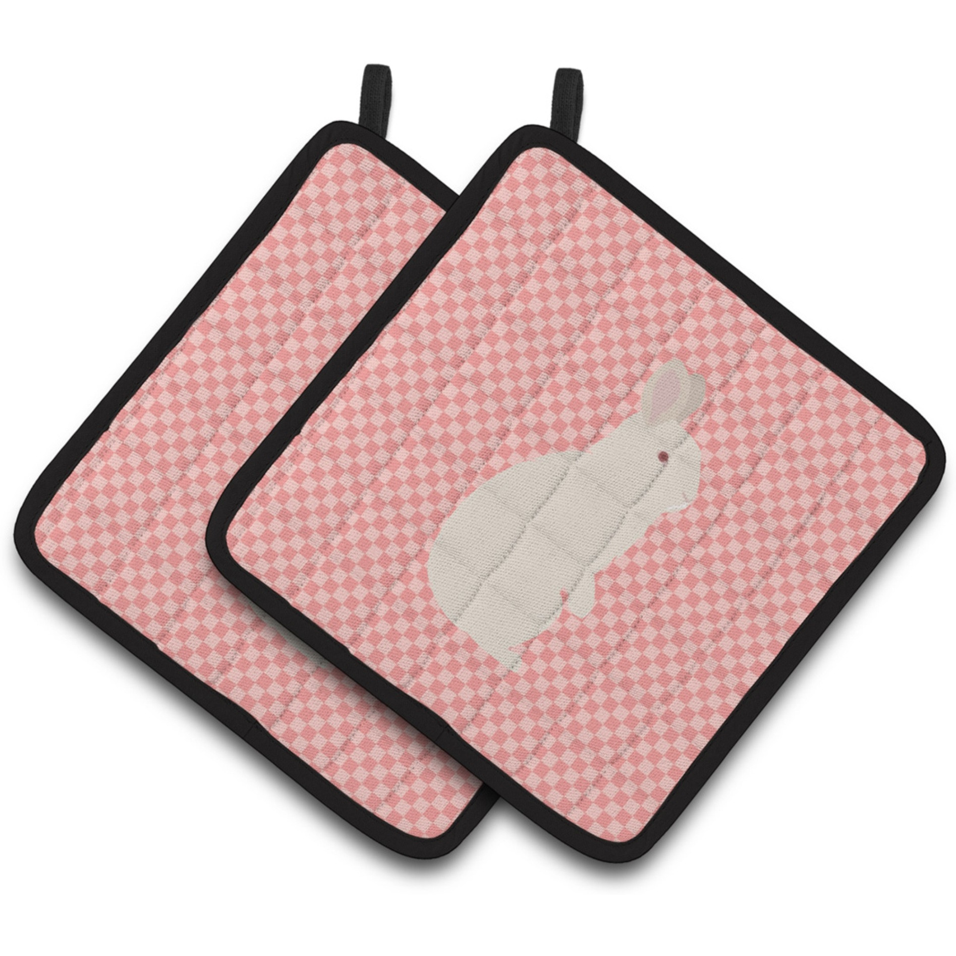 &quotCaroline's Treasures New Zealand White Rabbit Pink Check Decorated Pot Holder, 7.5"" x 7.5"""