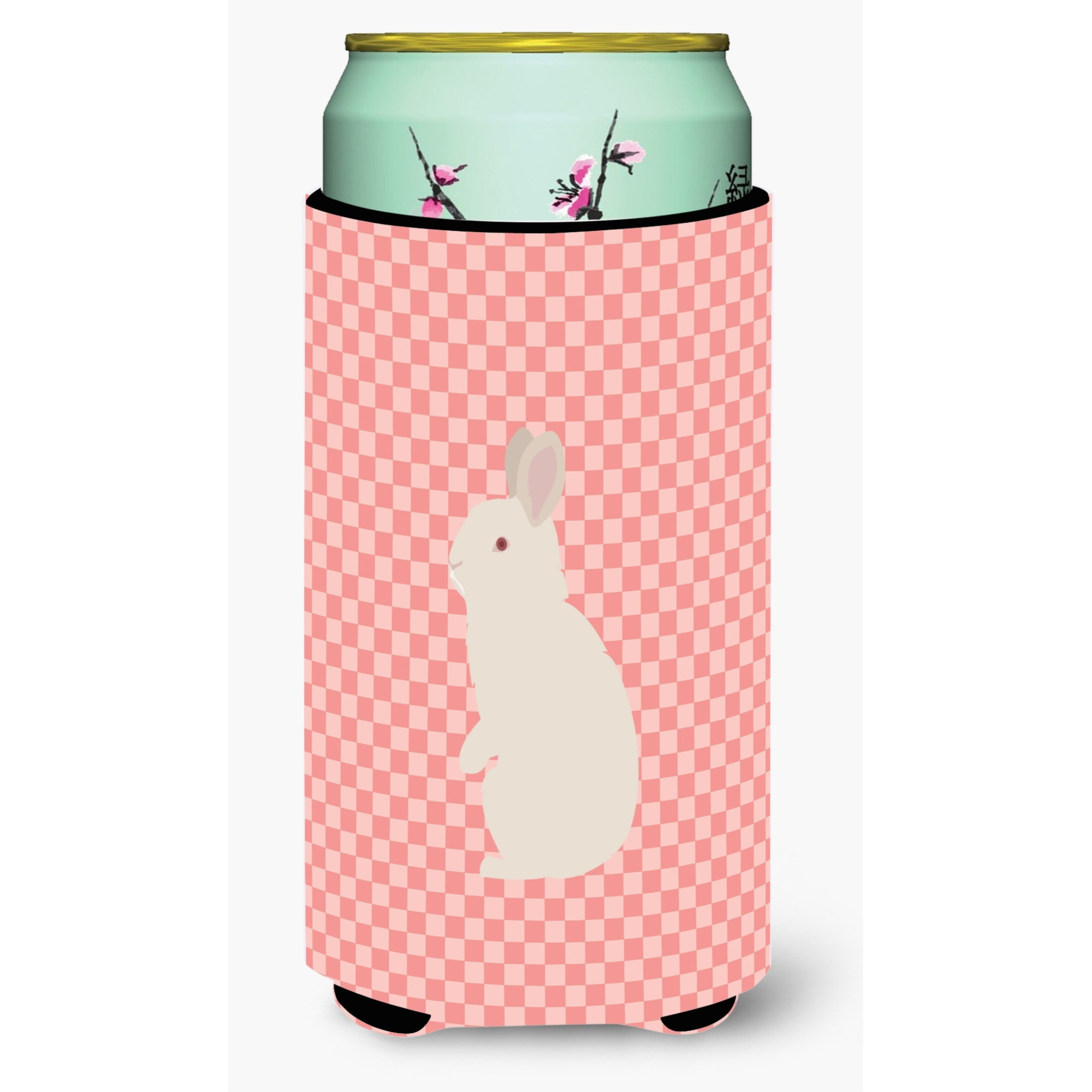 &quotCaroline's Treasures New Zealand White Rabbit Pink Check Decorative Can Hugger, Tall Boy, Multicolor"