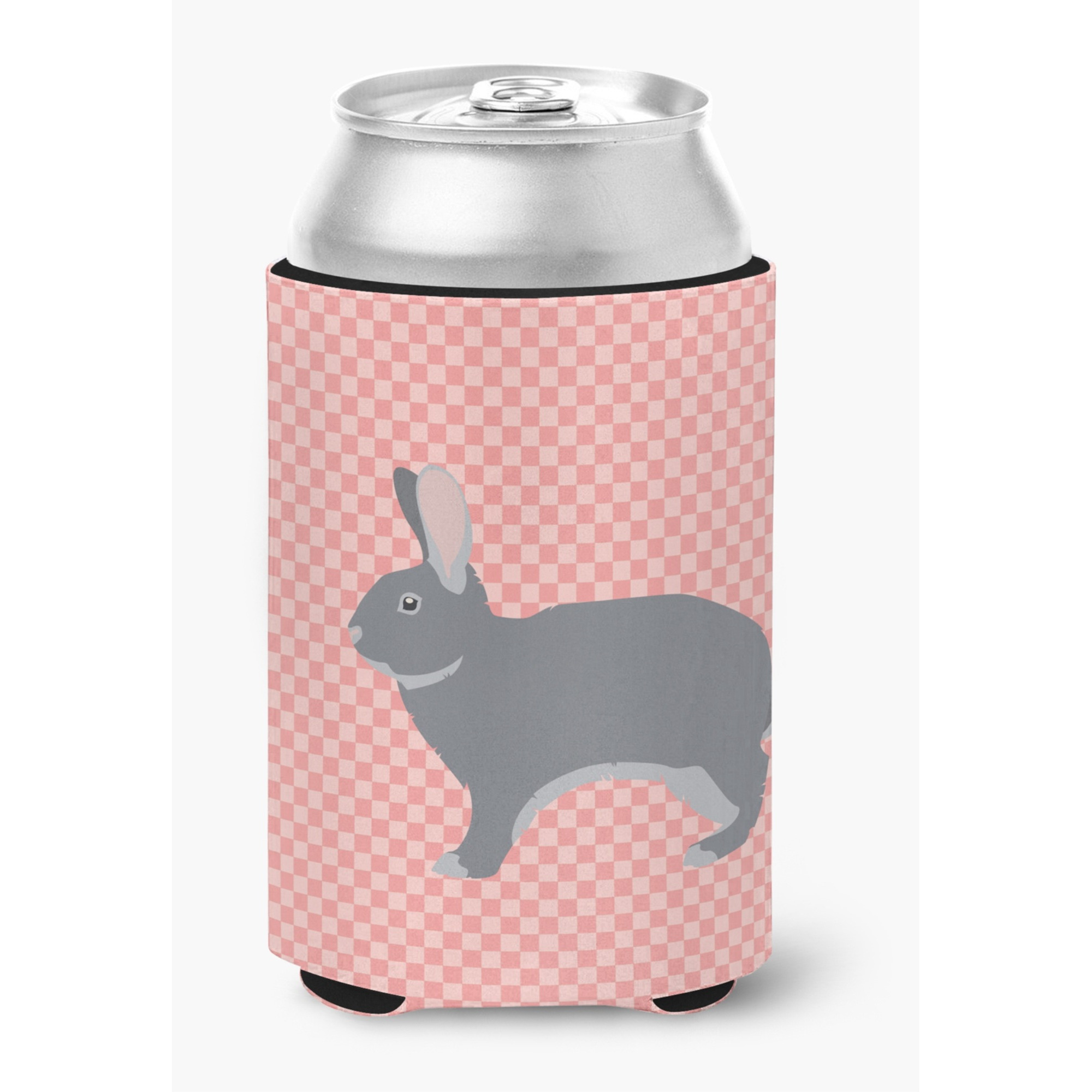 &quotCaroline's Treasures Giant Chinchilla Rabbit Pink Check Decorative Can Hugger, Multicolor"