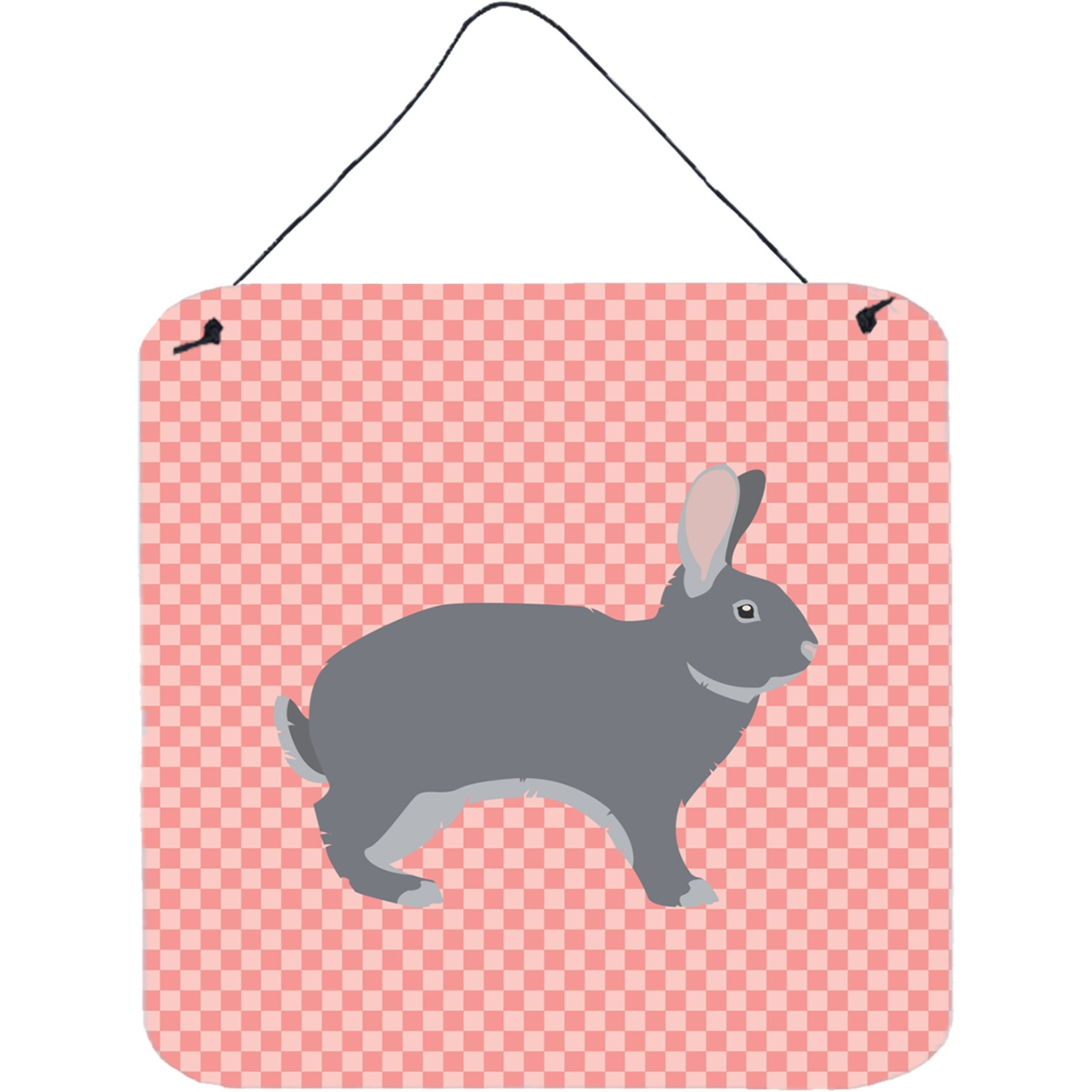 &quotCaroline's Treasures Pink Giant Chinchilla Rabbit Check Metal Print, 6"" H x 6"" W"