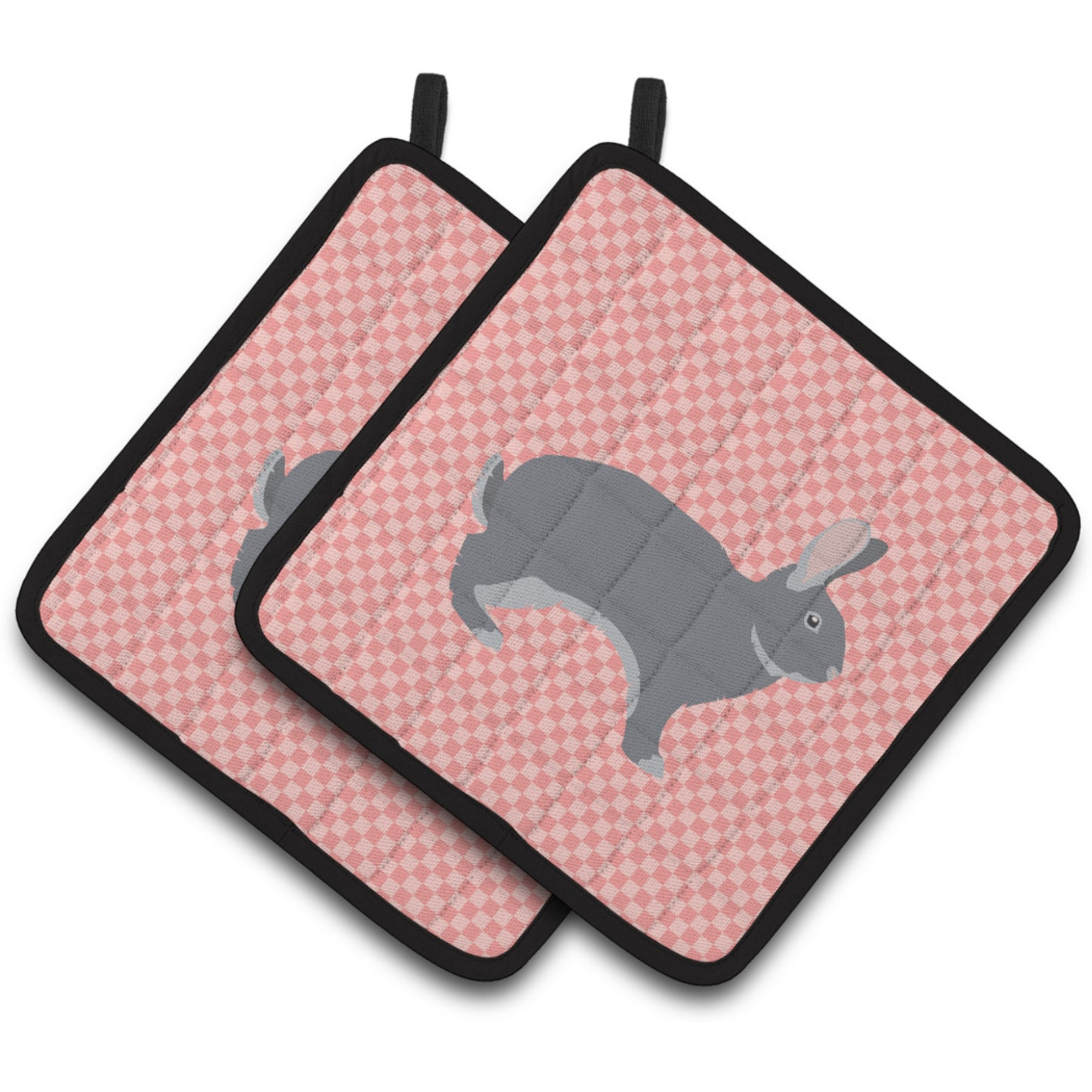 &quotCaroline's Treasures Giant Chinchilla Rabbit Pink Check Decorated Pot Holder, 7.5"" x 7.5"""