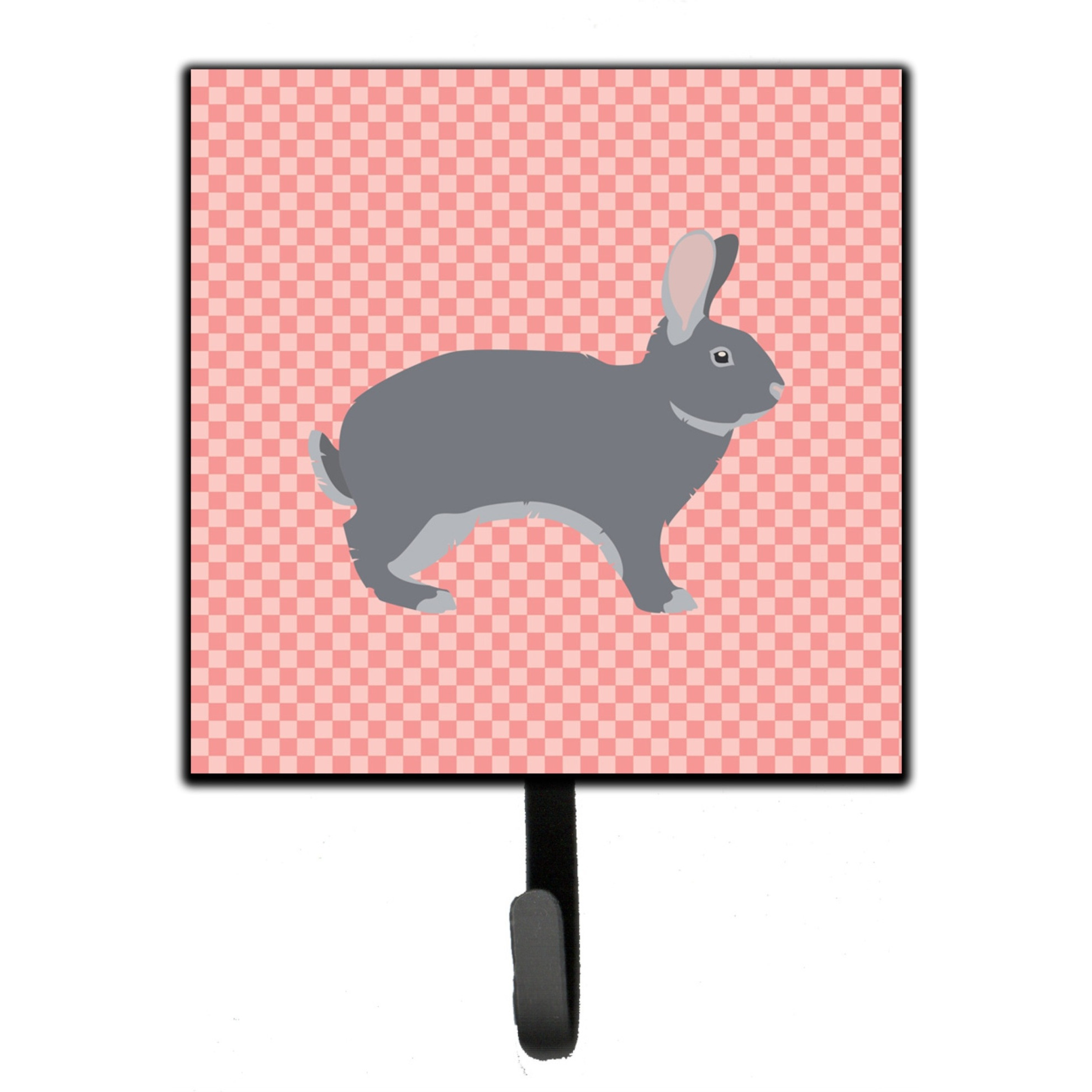 &quotCaroline's Treasures Giant Chinchilla Rabbit Pink Check Wall Hook, Small, Multicolor"