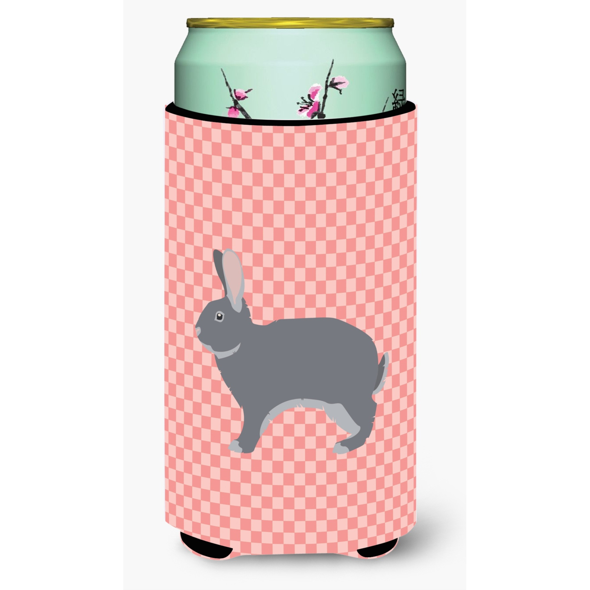 &quotCaroline's Treasures Giant Chinchilla Rabbit Pink Check Decorative Can Hugger, Tall Boy, Multicolor"