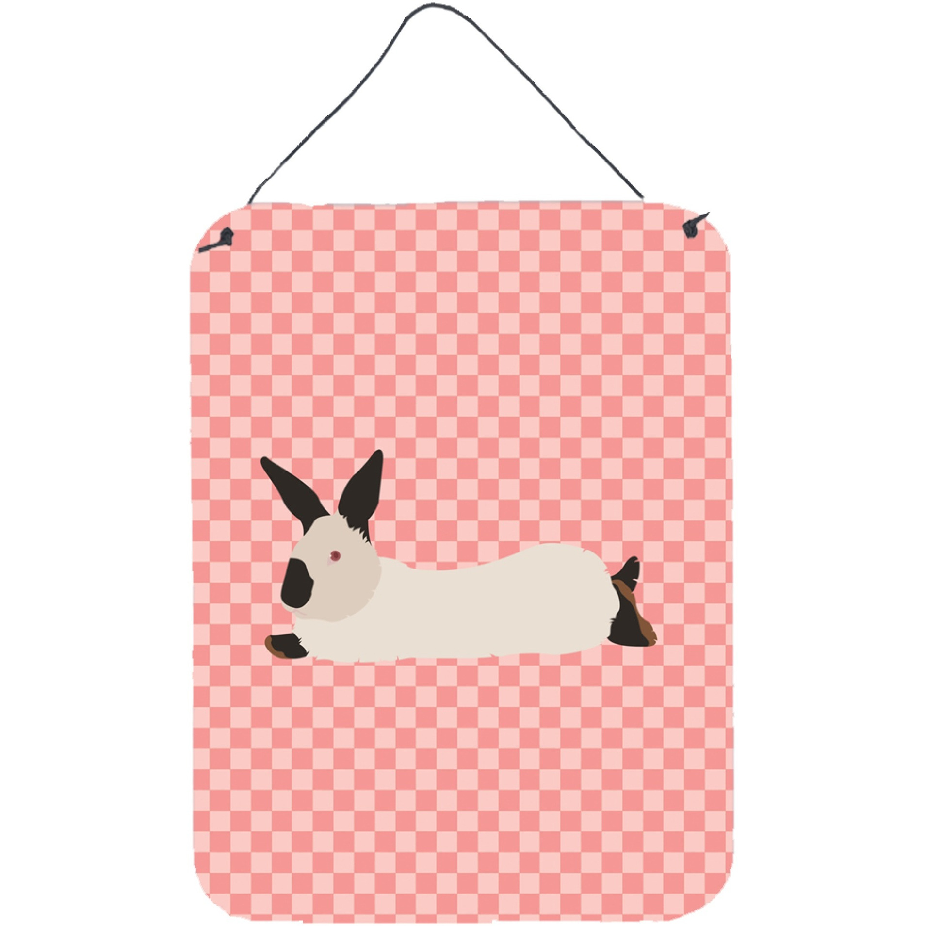 &quotCaroline's Treasures California White Rabbit Pink Check Metal Print, 16hx12w, Multicolor"
