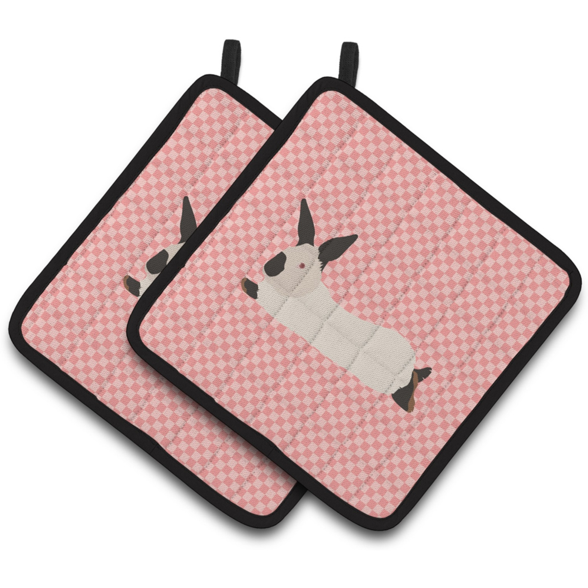 &quotCaroline's Treasures California White Rabbit Pink Check Decorated Pot Holder, 7.5"" x 7.5"""