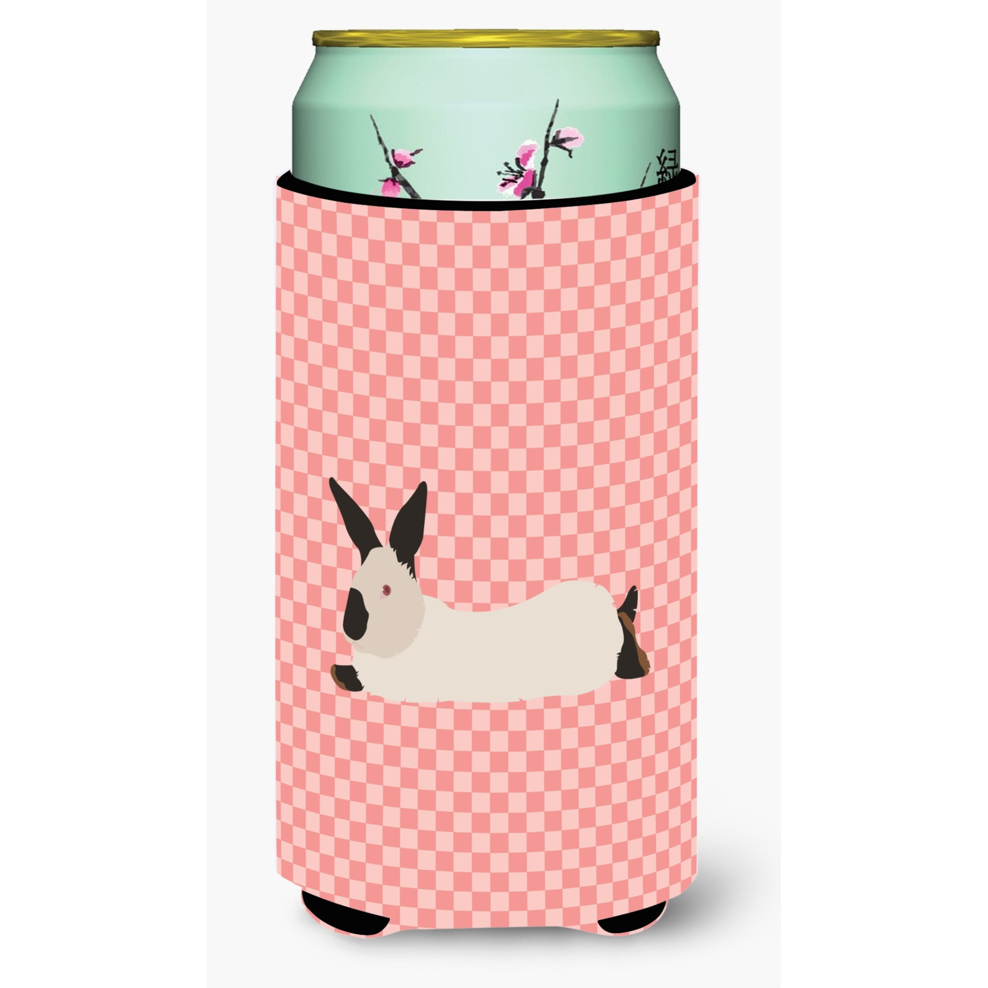 &quotCaroline's Treasures California White Rabbit Pink Check Decorative Can Hugger, Tall Boy, Multicolor"