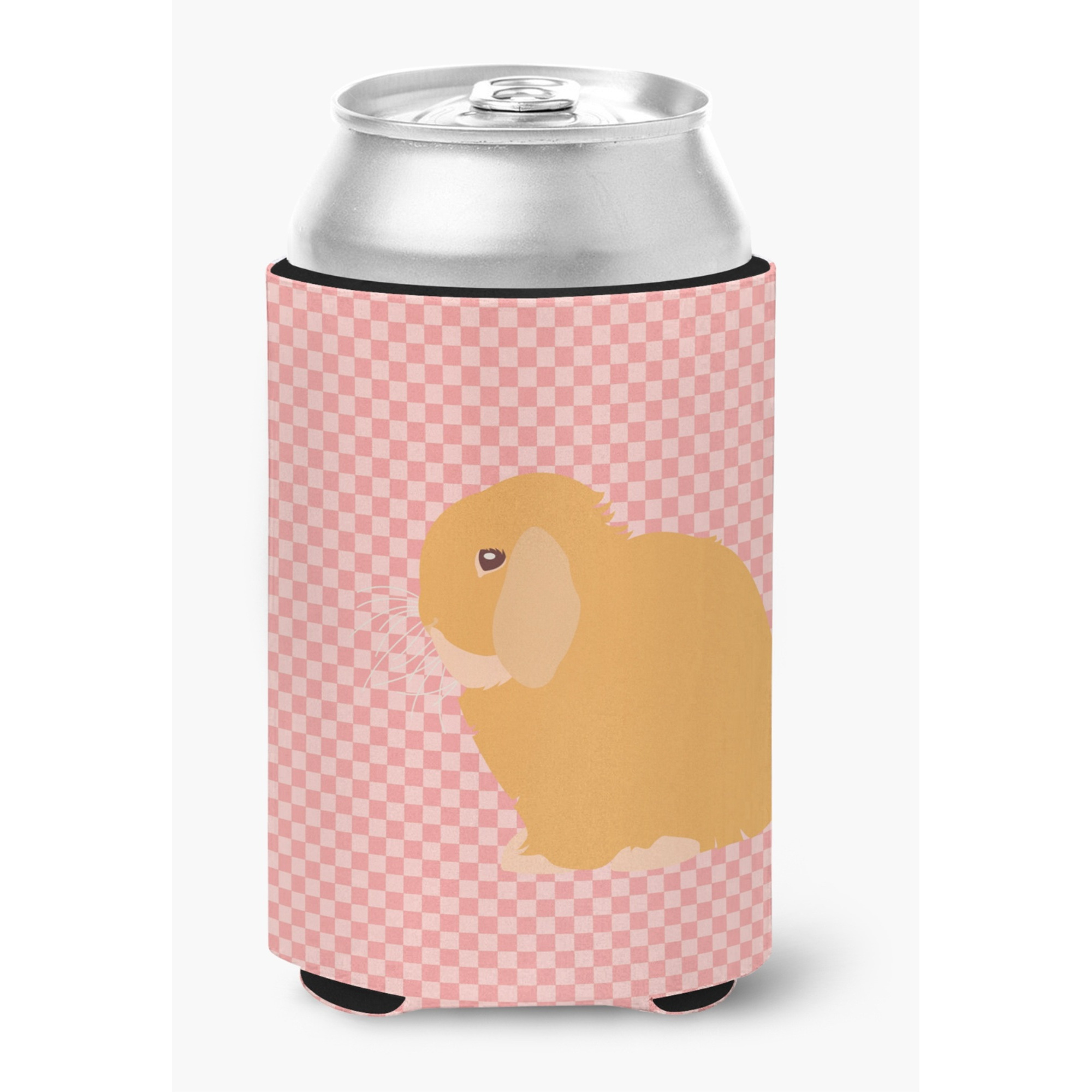 &quotCaroline's Treasures Holland Lop Rabbit Pink Check Decorative Can Hugger, Multicolor"