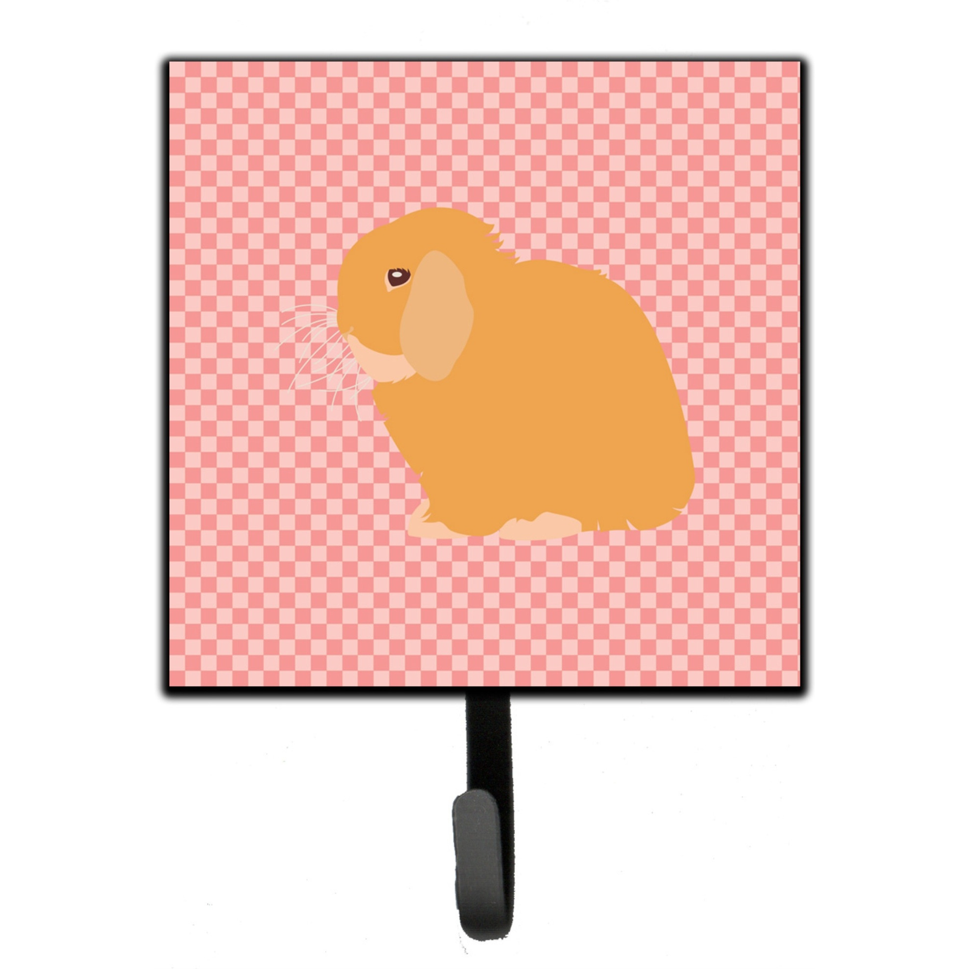 &quotCaroline's Treasures Holland Lop Rabbit Pink Check Wall Hook, Small, Multicolor"