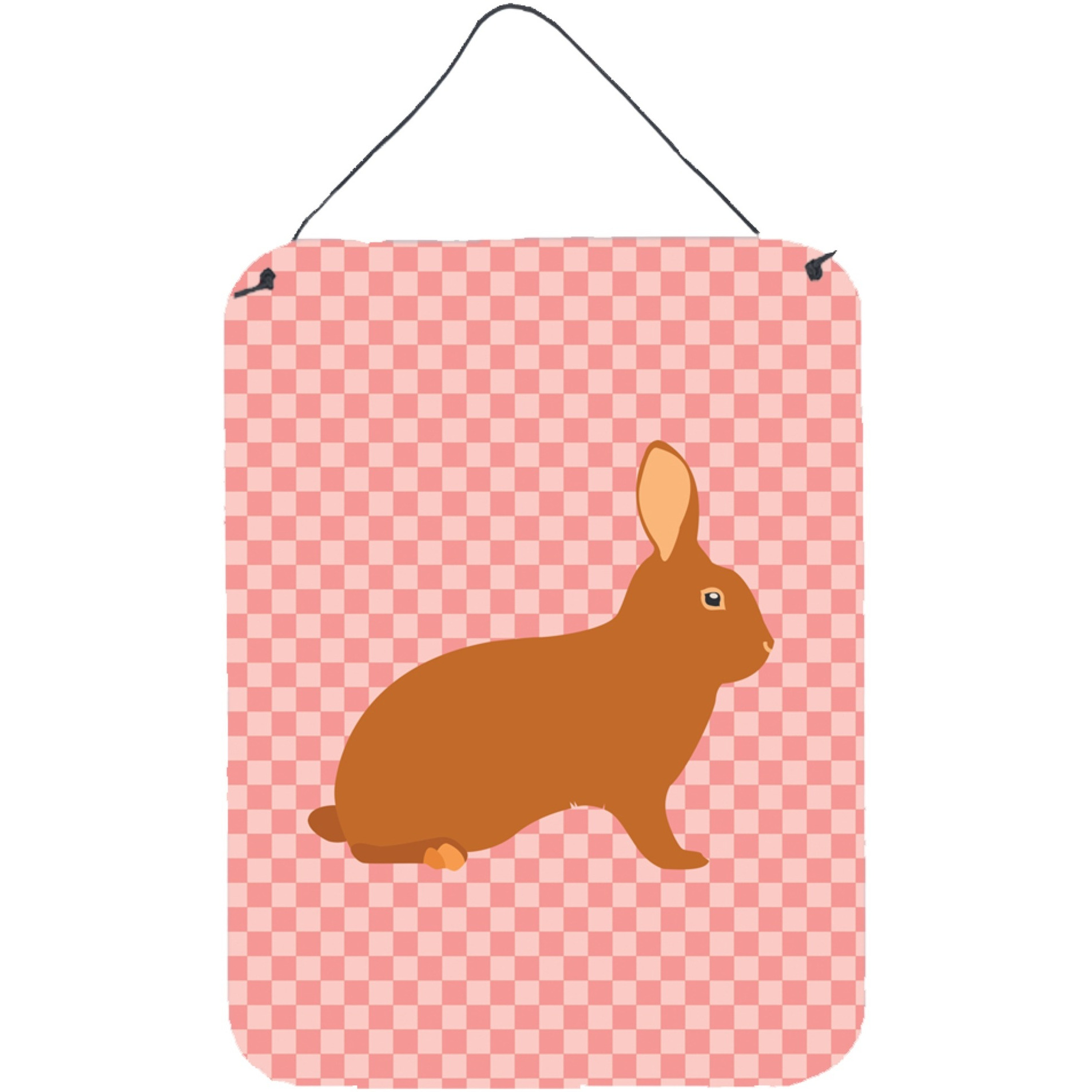 &quotCaroline's Treasures Rex Rabbit Pink Check Metal Print, 16hx12w, Multicolor"