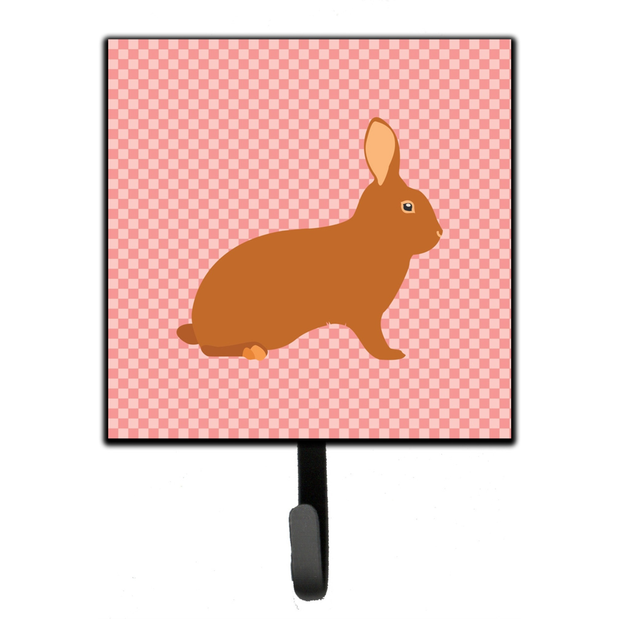 &quotCaroline's Treasures Rex Rabbit Pink Check Wall Hook, Small, Multicolor"
