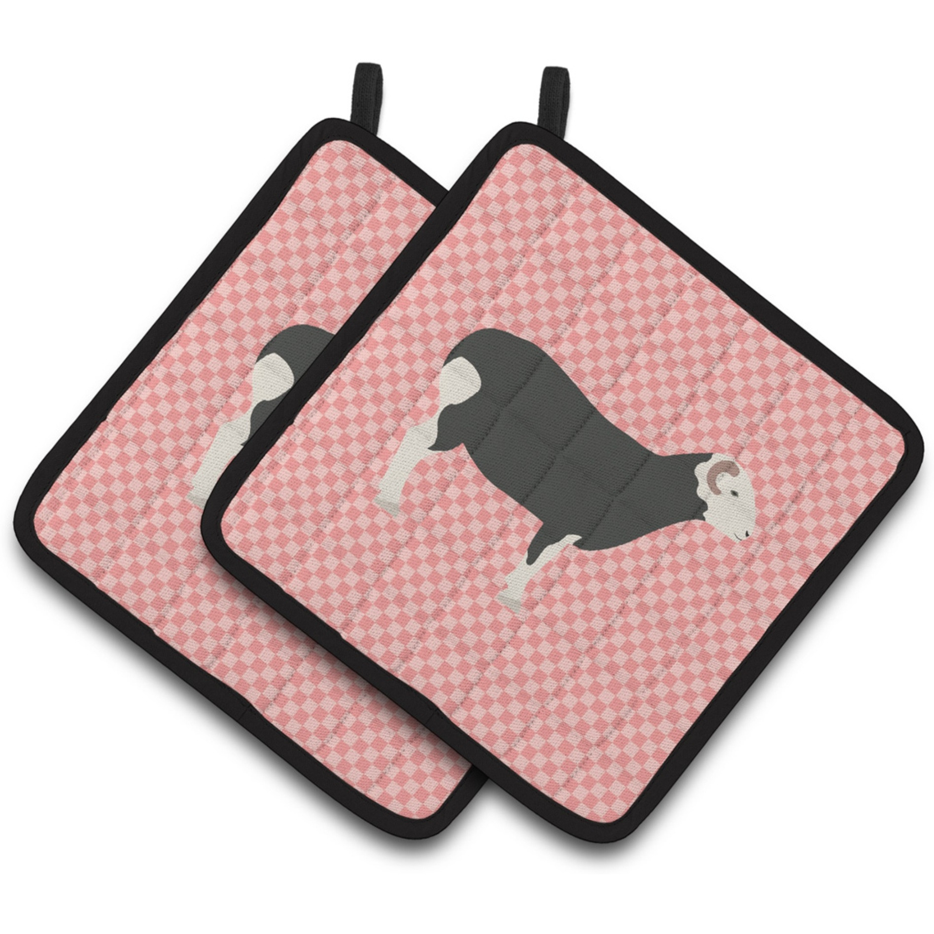&quotCaroline's Treasures Herwick Sheep Pink Check Decorated Pot Holder, 7.5"" x 7.5"""