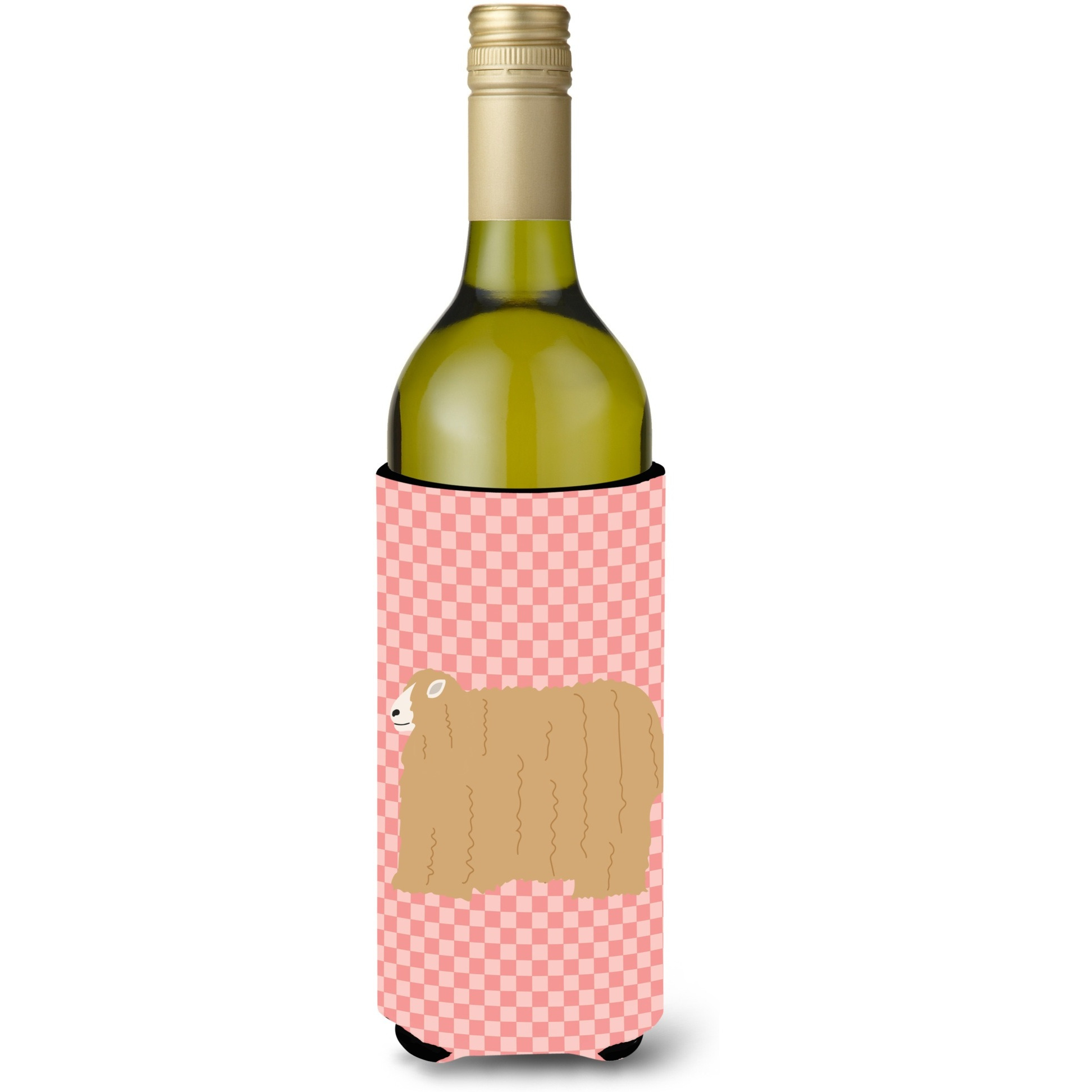 &quotCaroline's Treasures Lincoln Longwool Sheep Pink Check Decorative Bottle Hugger, 750 ml, Multicolor"
