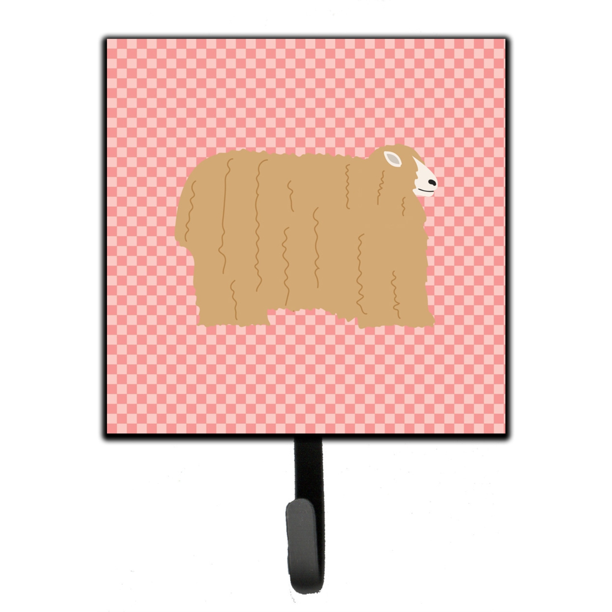 &quotCaroline's Treasures Lincoln Longwool Sheep Pink Check Wall Hook, Small, Multicolor"