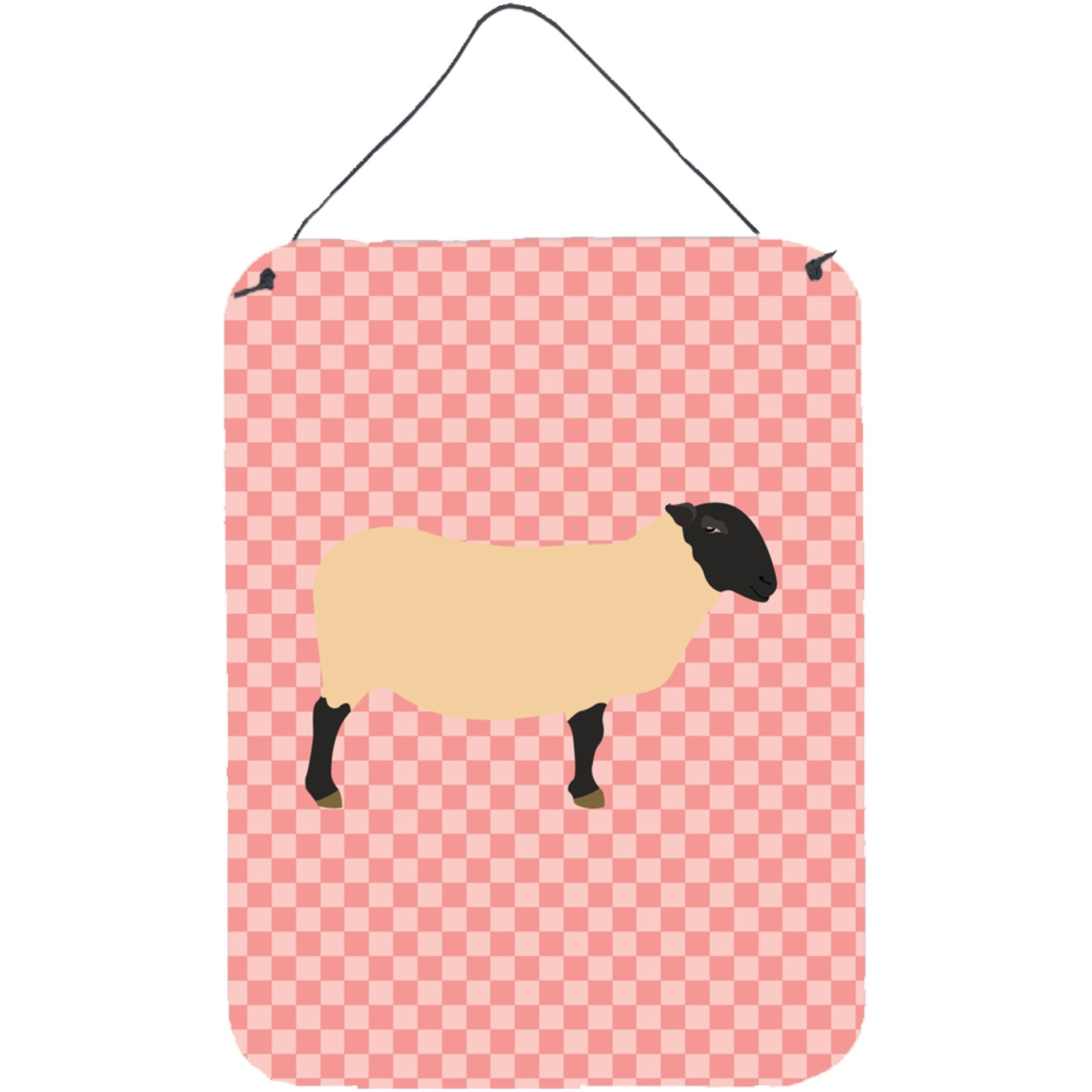 &quotCaroline's Treasures Suffolk Sheep Pink Check Metal Print, 16hx12w, Multicolor"