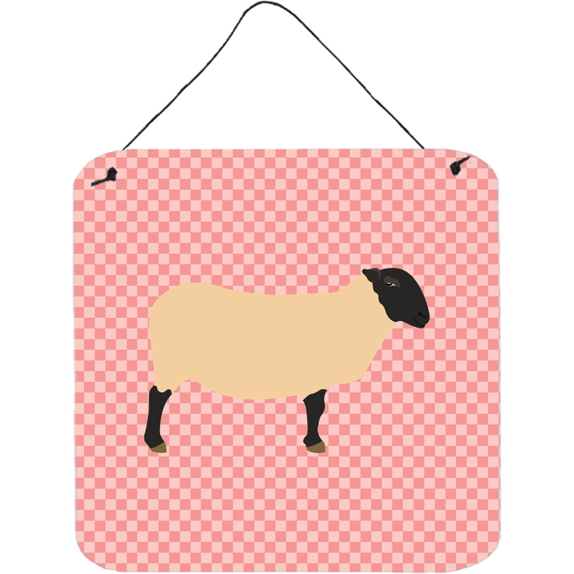 &quotCaroline's Treasures Pink Suffolk Sheep Check Metal Print, 6"" H x 6"" W"