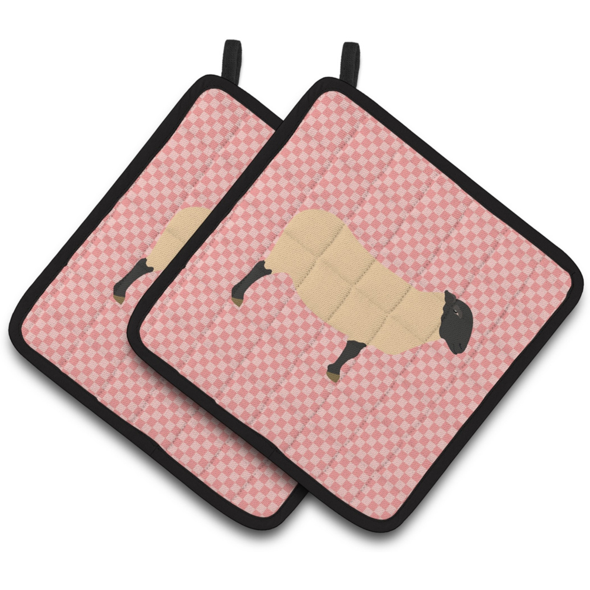 &quotCaroline's Treasures Suffolk Sheep Pink Check Decorated Pot Holder, 7.5"" x 7.5"""