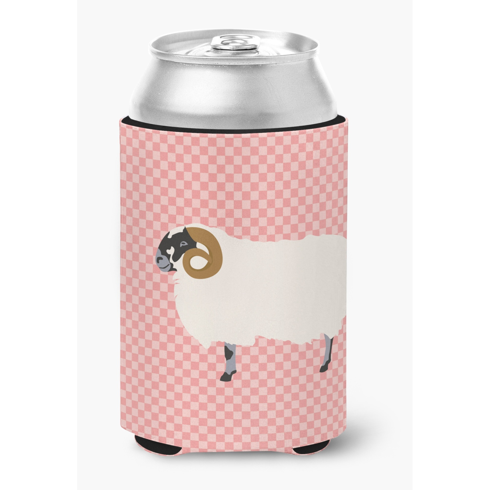 &quotCaroline's Treasures Scottish Blackface Sheep Pink Check Decorative Can Hugger, Multicolor"