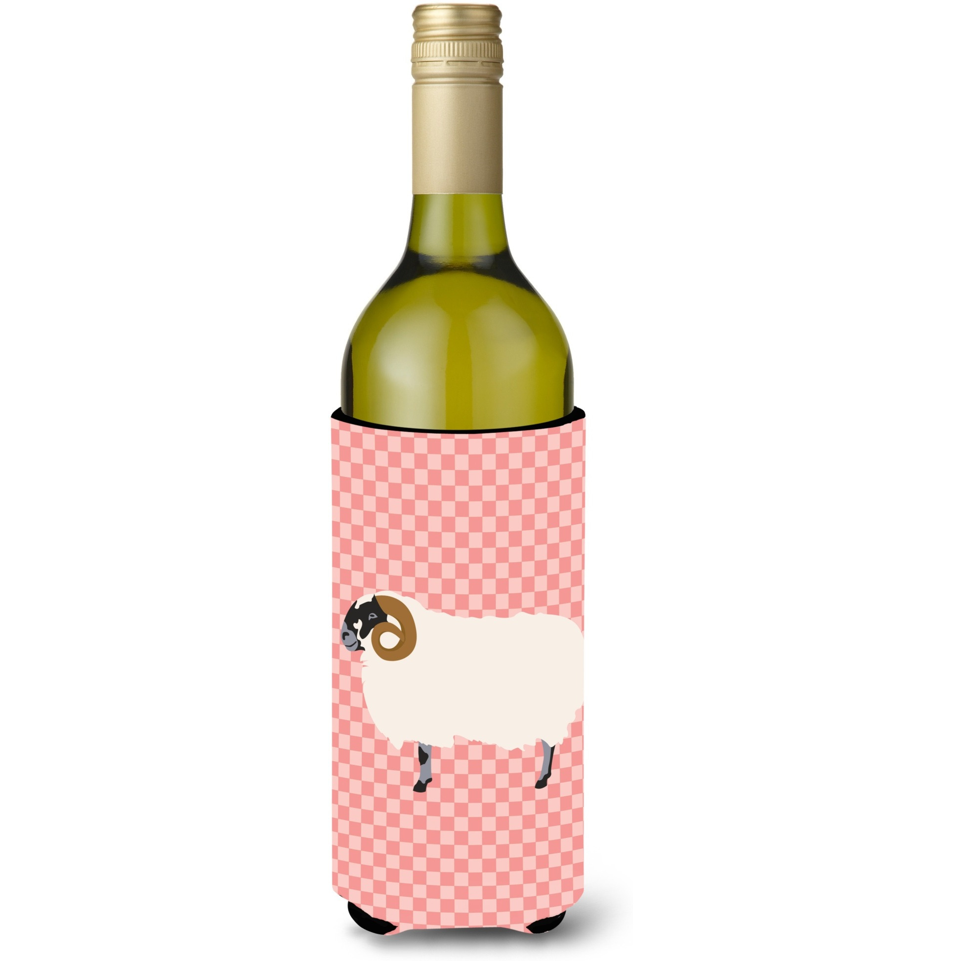 &quotCaroline's Treasures Scottish Blackface Sheep Pink Check Decorative Bottle Hugger, 750 ml, Multicolor"